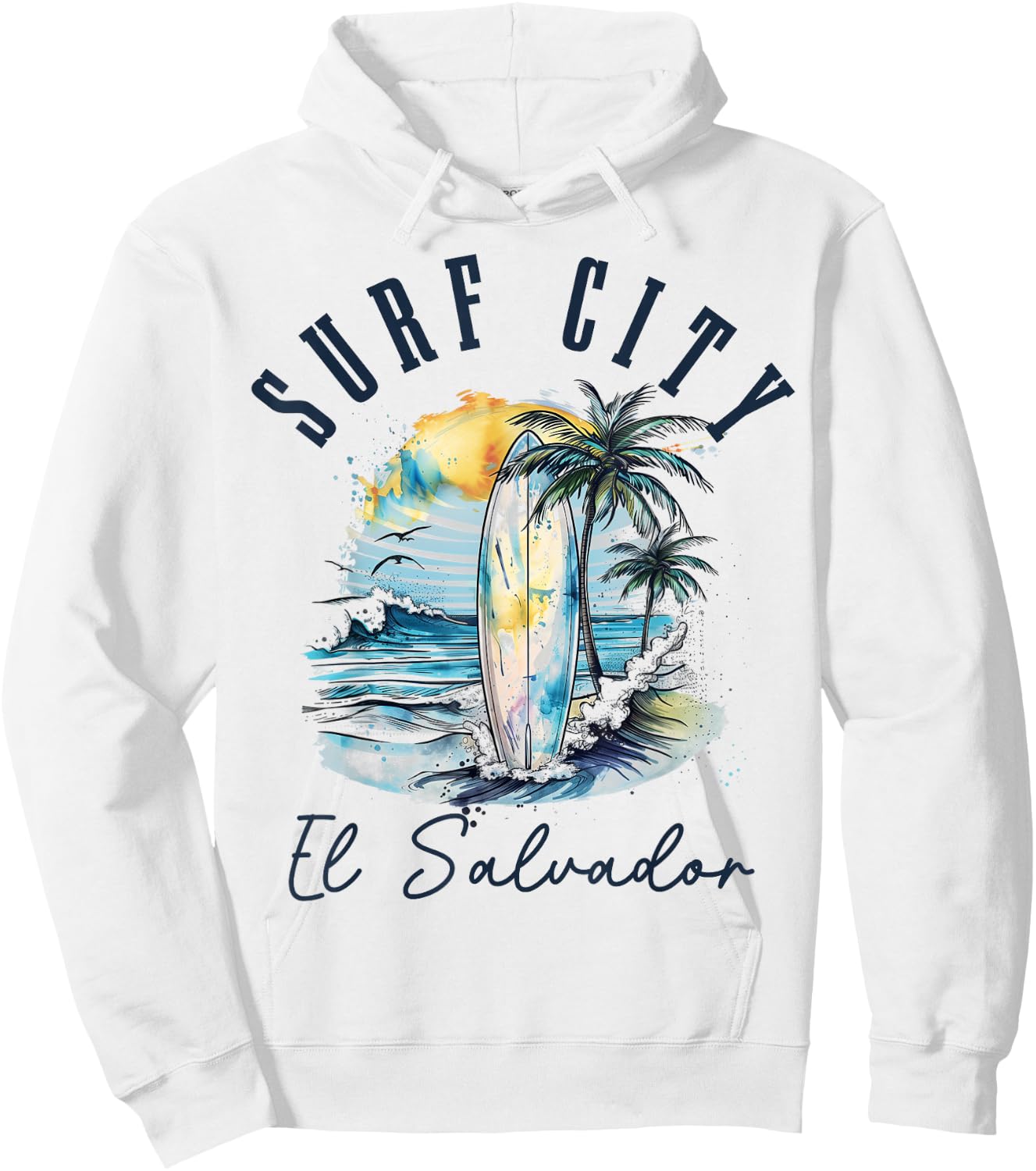 Surf City El Salvador Vintage Beach Surf Surfer Hoodie - Hoodie | White