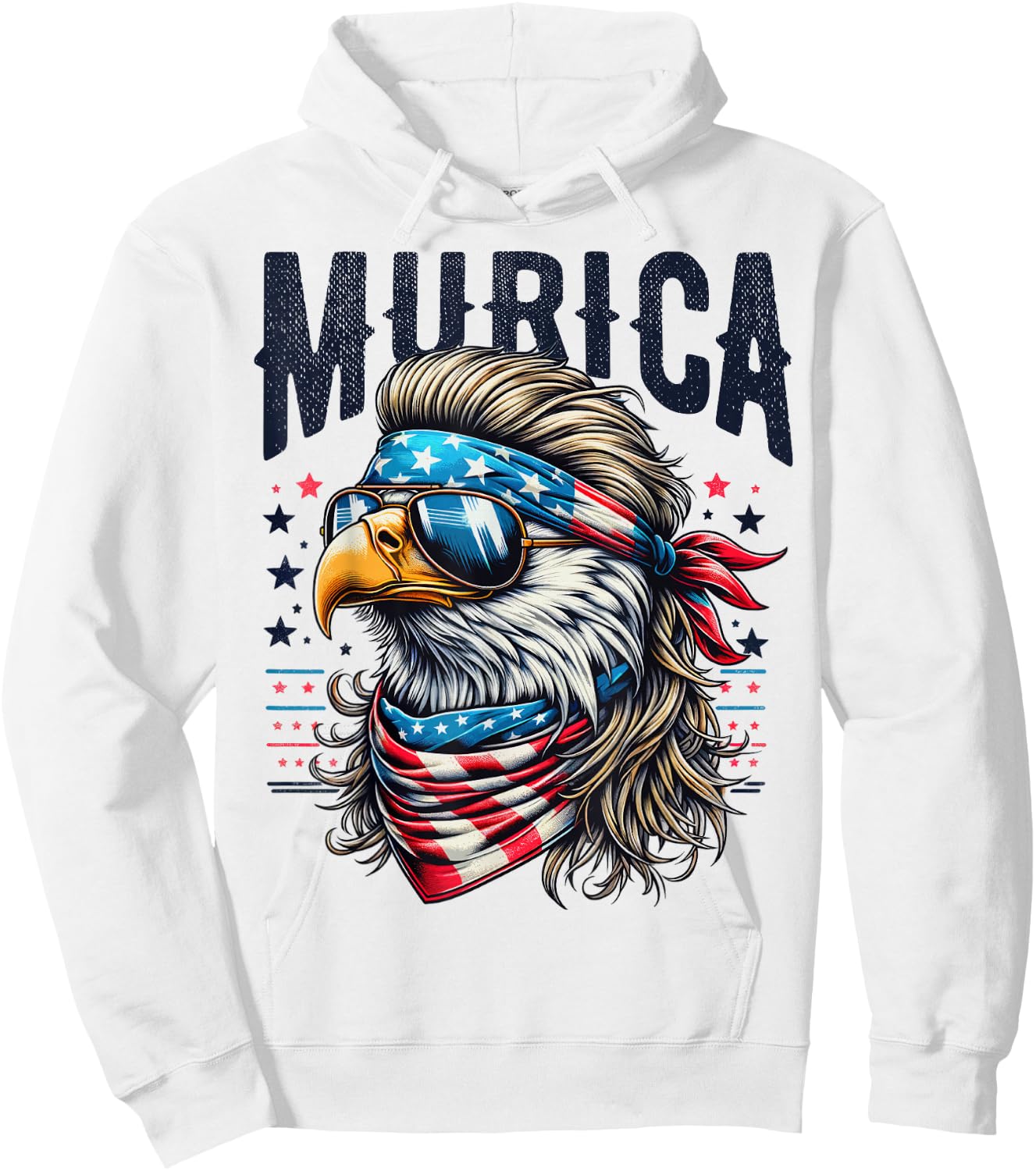 4th of July Patriotic Funny Eagle July 4th USA Murica Hoodie - Hoodie | White