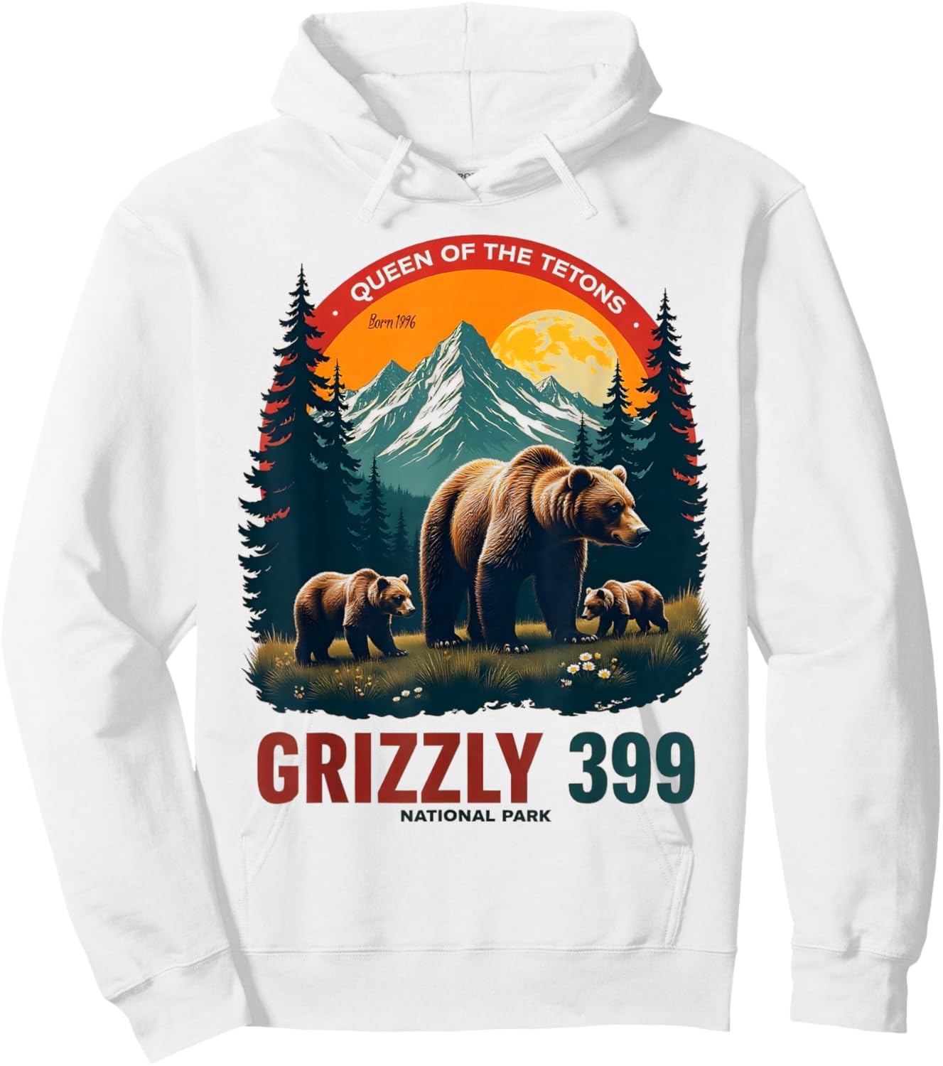 Queen of the Tetons Grizzly 399 National Park Adventure Hoodie - Hoodie | White