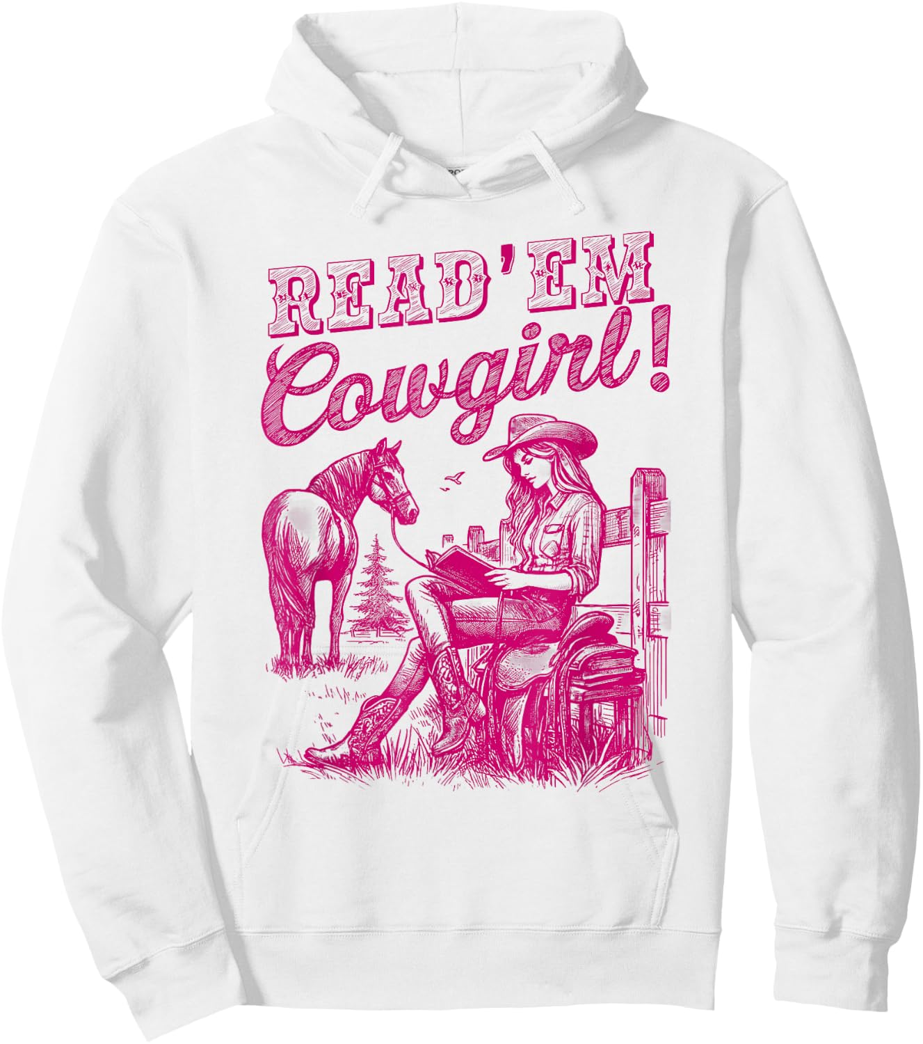Read 'em Cowgirl Cute Western Cowgirl Texas Bookish Bookworm Hoodie - Hoodie | White