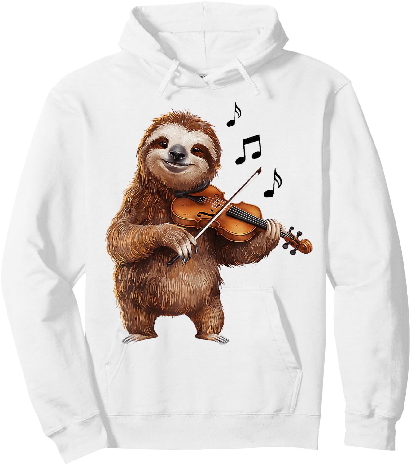 Funny Musician Violinist Cute Sloth Playing Violin Hoodie - Hoodie | White