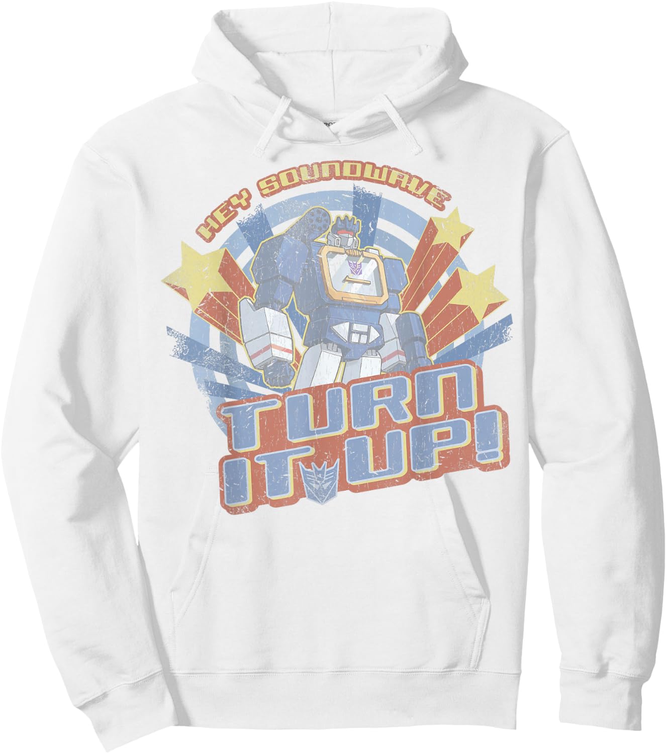 Transformers Hey Soundwave Turn It Up Classic Retro Logo Hoodie - Hoodie | White