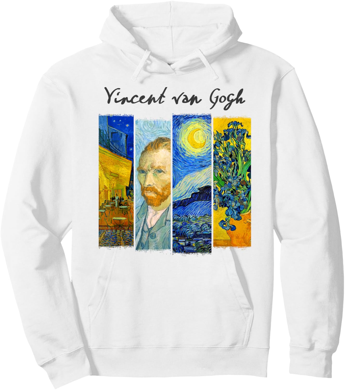 Famous Van Gogh Paintings Art Starry Night Flowers Portrait Hoodie - Hoodie | White