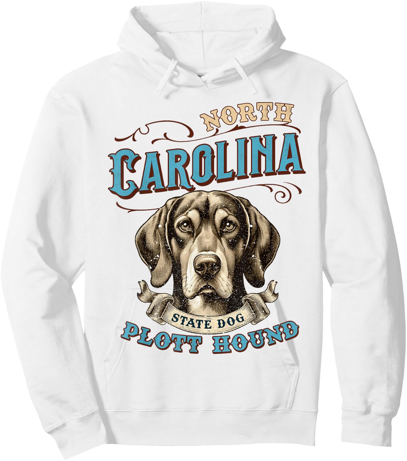 North Carolina Travel Traveling NC State Plott Hound Dog Hoodie - Hoodie | White