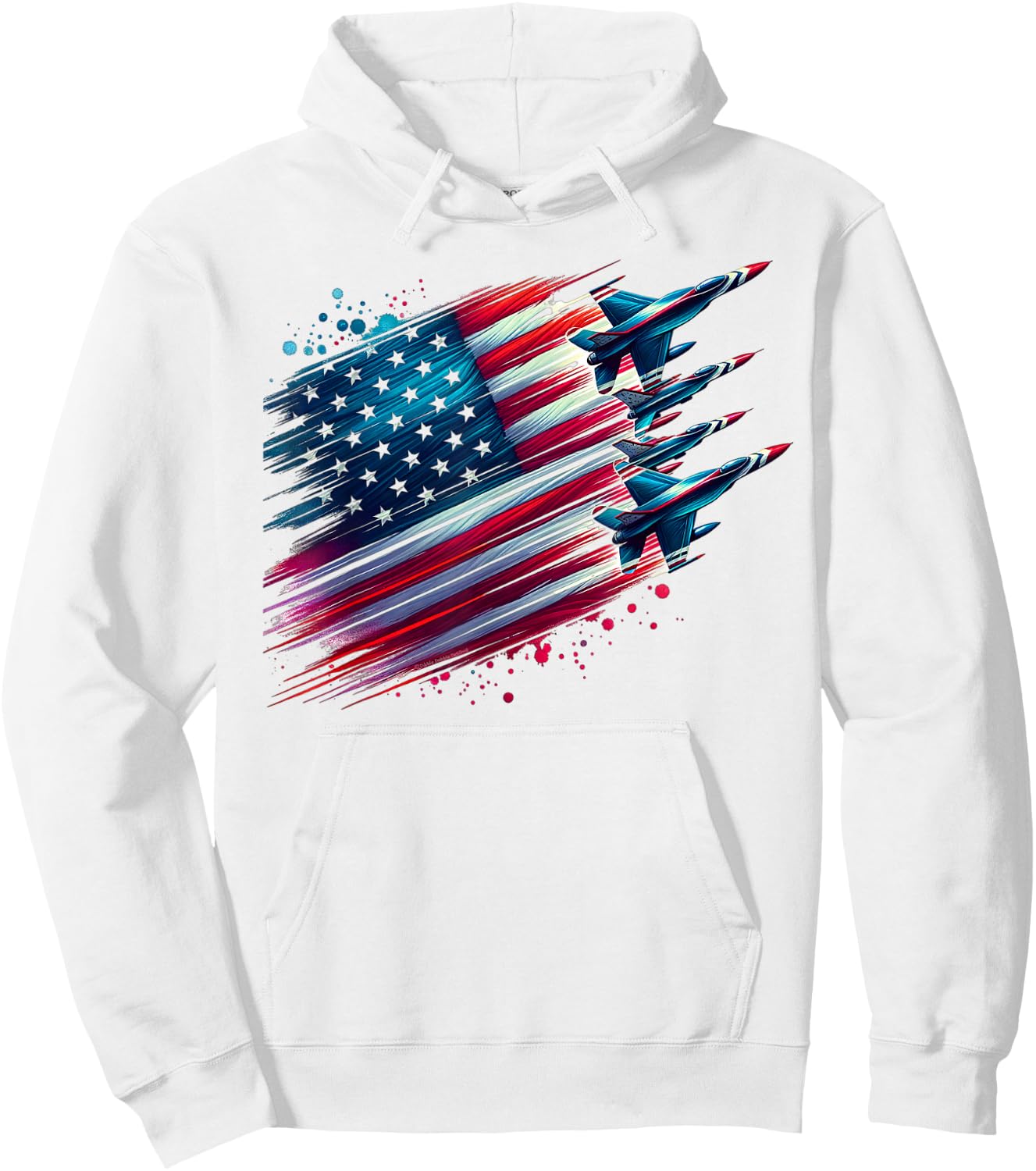 Flying Jets American Flag USA Patriotic 4th of July Hoodie - Hoodie | White