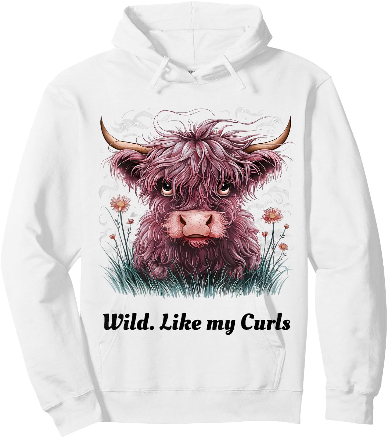 Kids Highland Cow "Wild Like My Curls" I Love Curls Toddler Hoodie - Hoodie | White