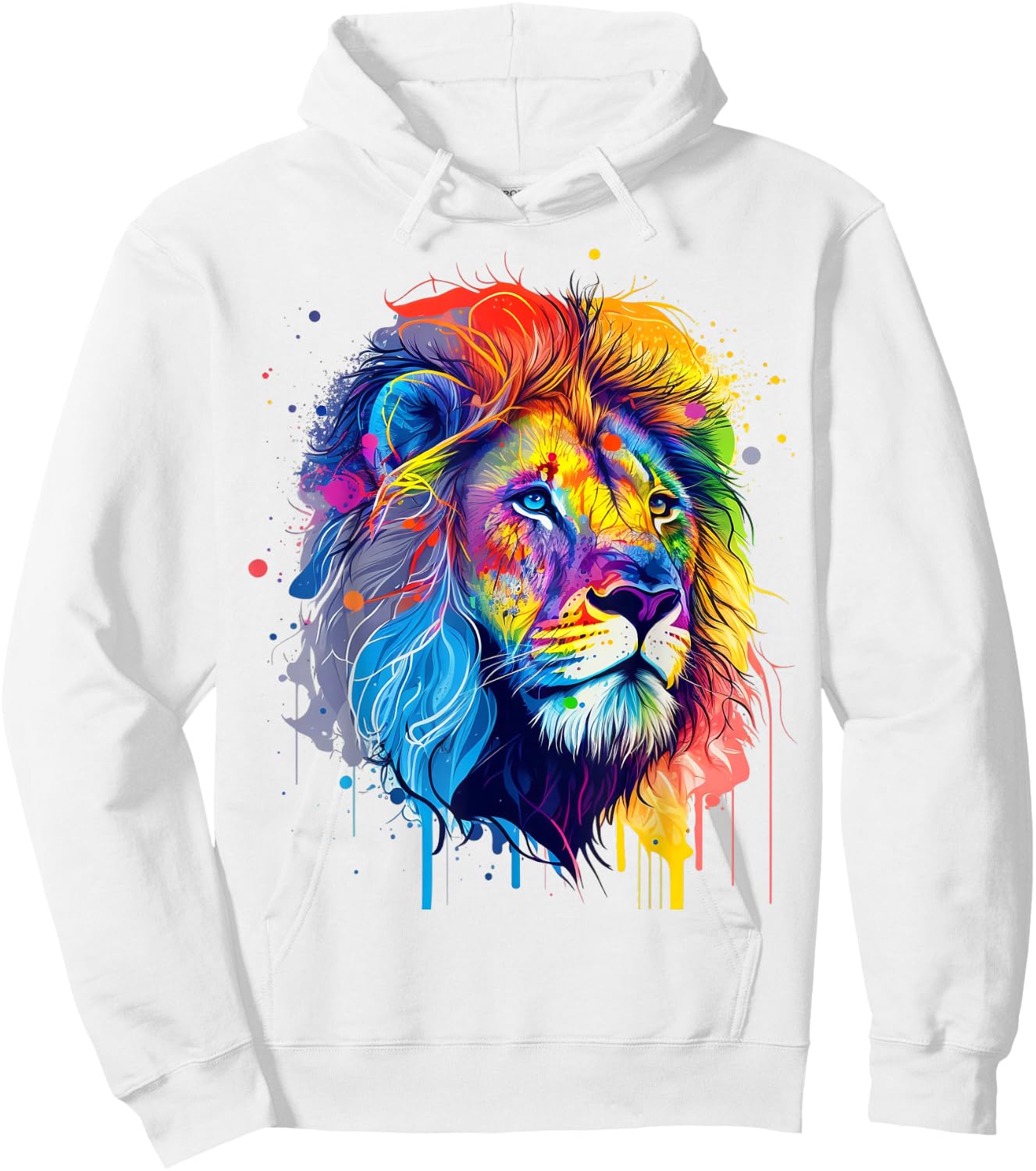Artistic Colorful Pop Art painted Lion Hoodie - Hoodie | White