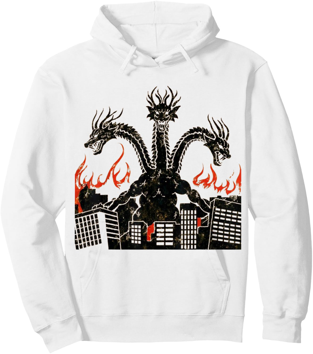 Vintage Dragon King Ghidorah Art Sunset Japanese Kids Men Hoodie - Hoodie | White