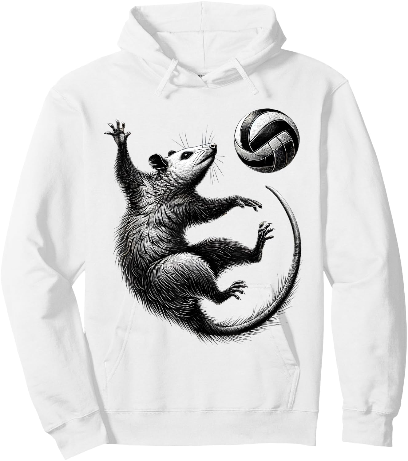 Vintage Possum Playing Volleyball Opossum Volleyball Player Hoodie - Hoodie | White