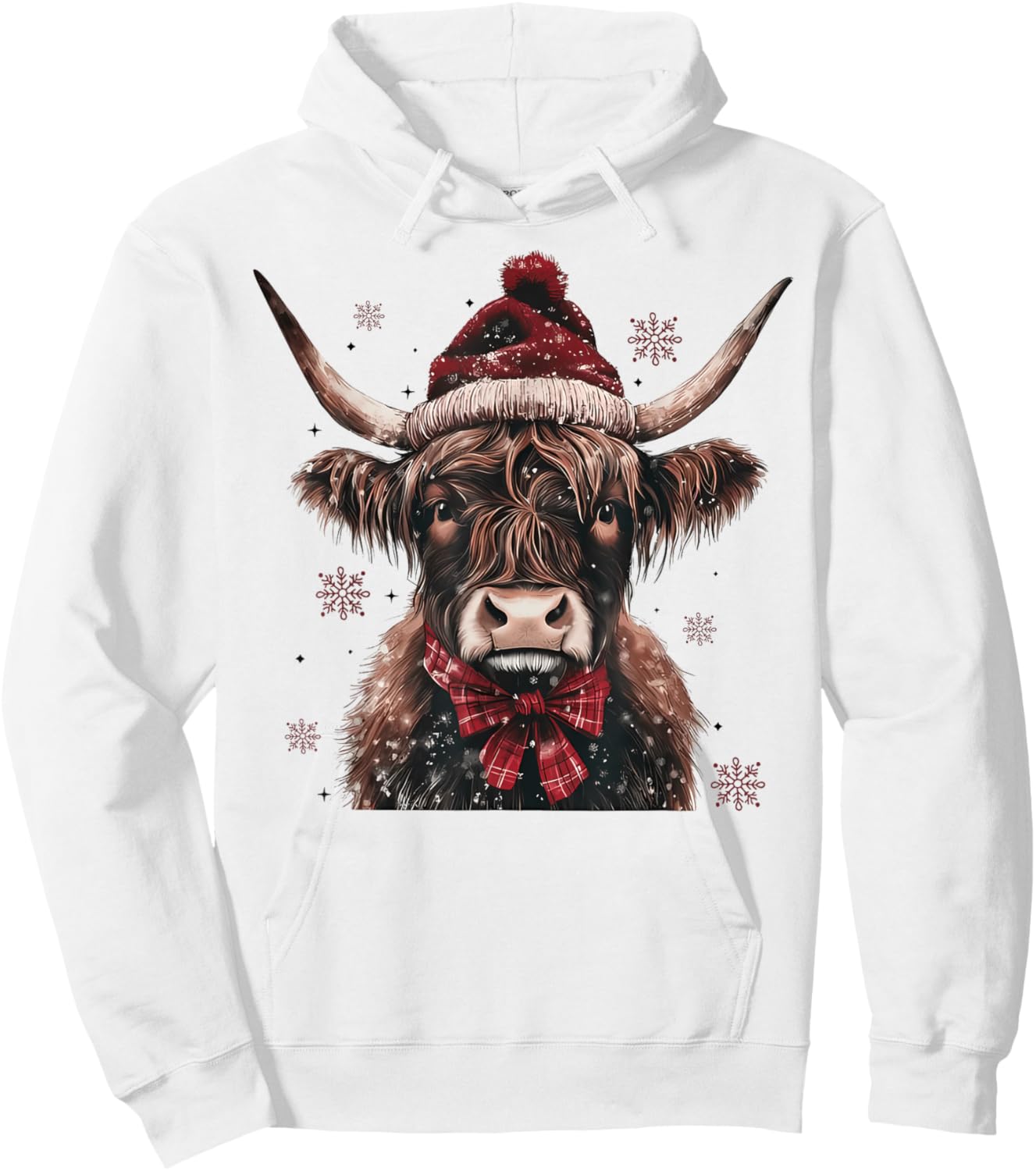 Mooey Christmas Western Highland Cow Lover Santa Hst Retro Hoodie - Hoodie | White