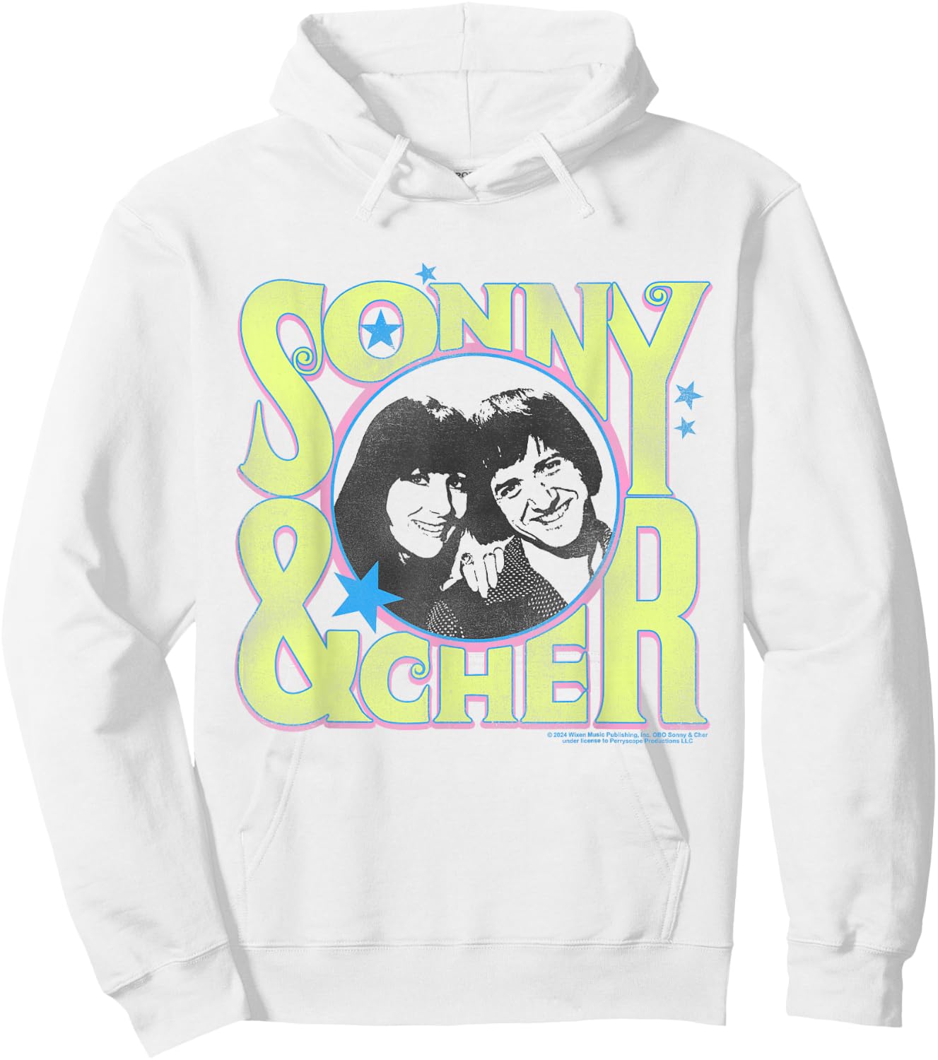 Popfunk Sonny and Cher Retro Circle Logo , Small, Grey Hoodie - Hoodie | White