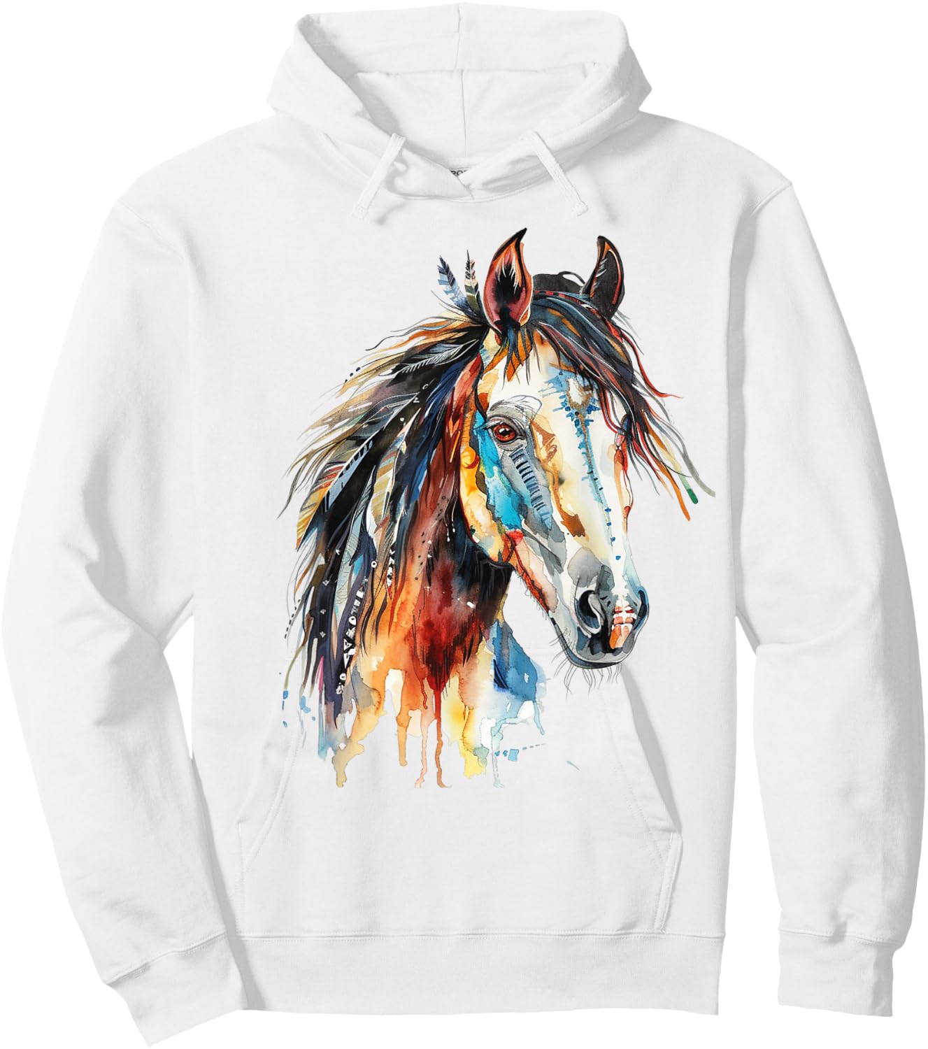 Native American Wild Horse Hoodie - Hoodie | White