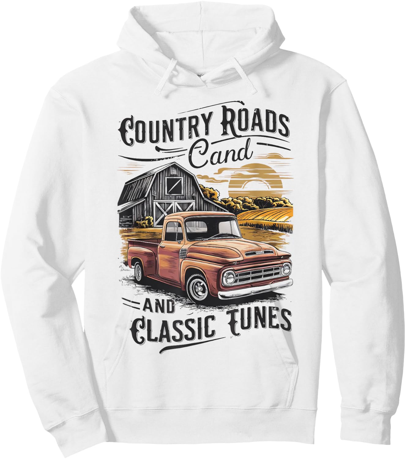 Country Roads and Classic Tunes Hoodie - Hoodie | White