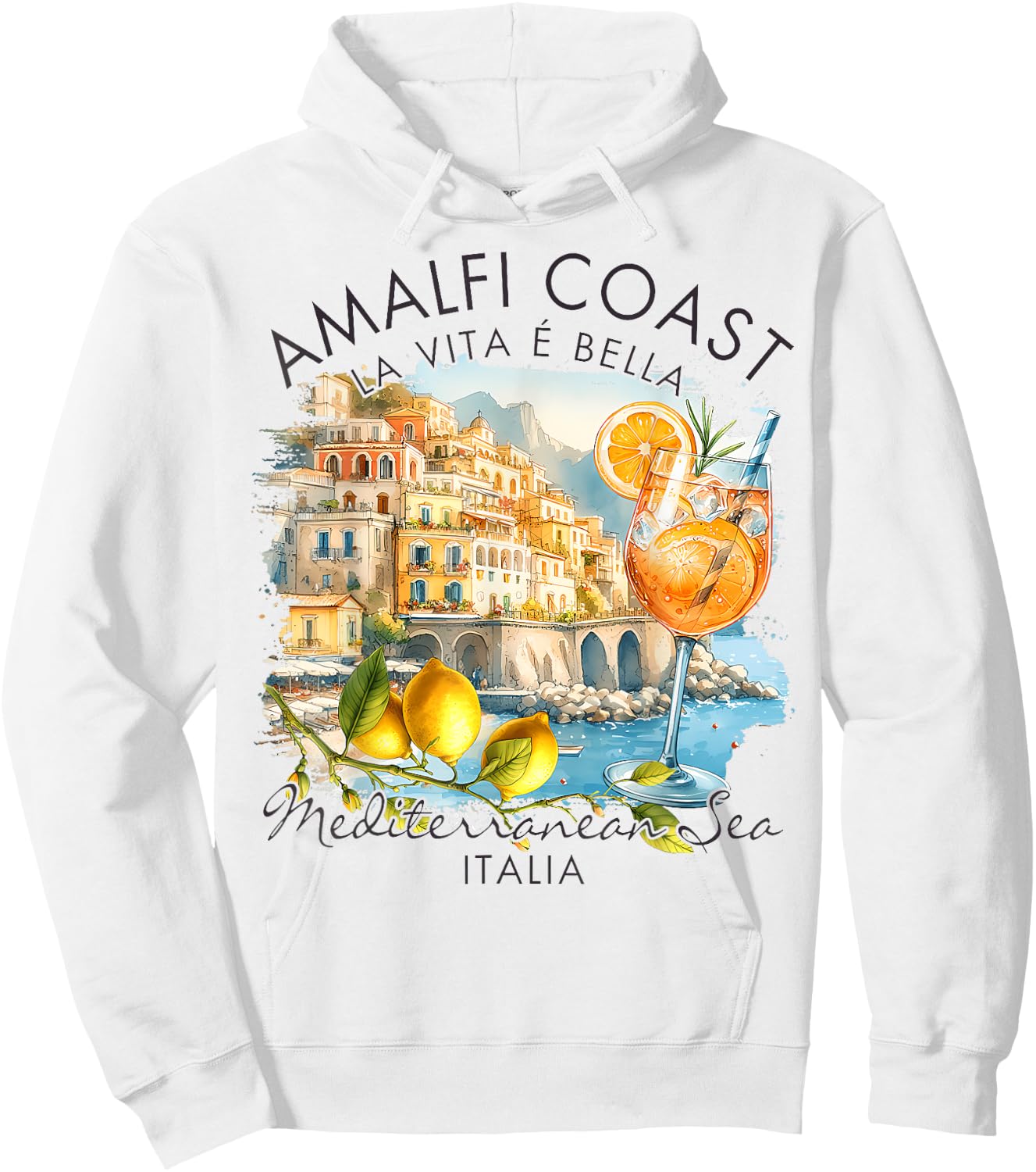 Amalfi Coast Italy Travel Trip Vacation Sea Hoodie - Hoodie | White