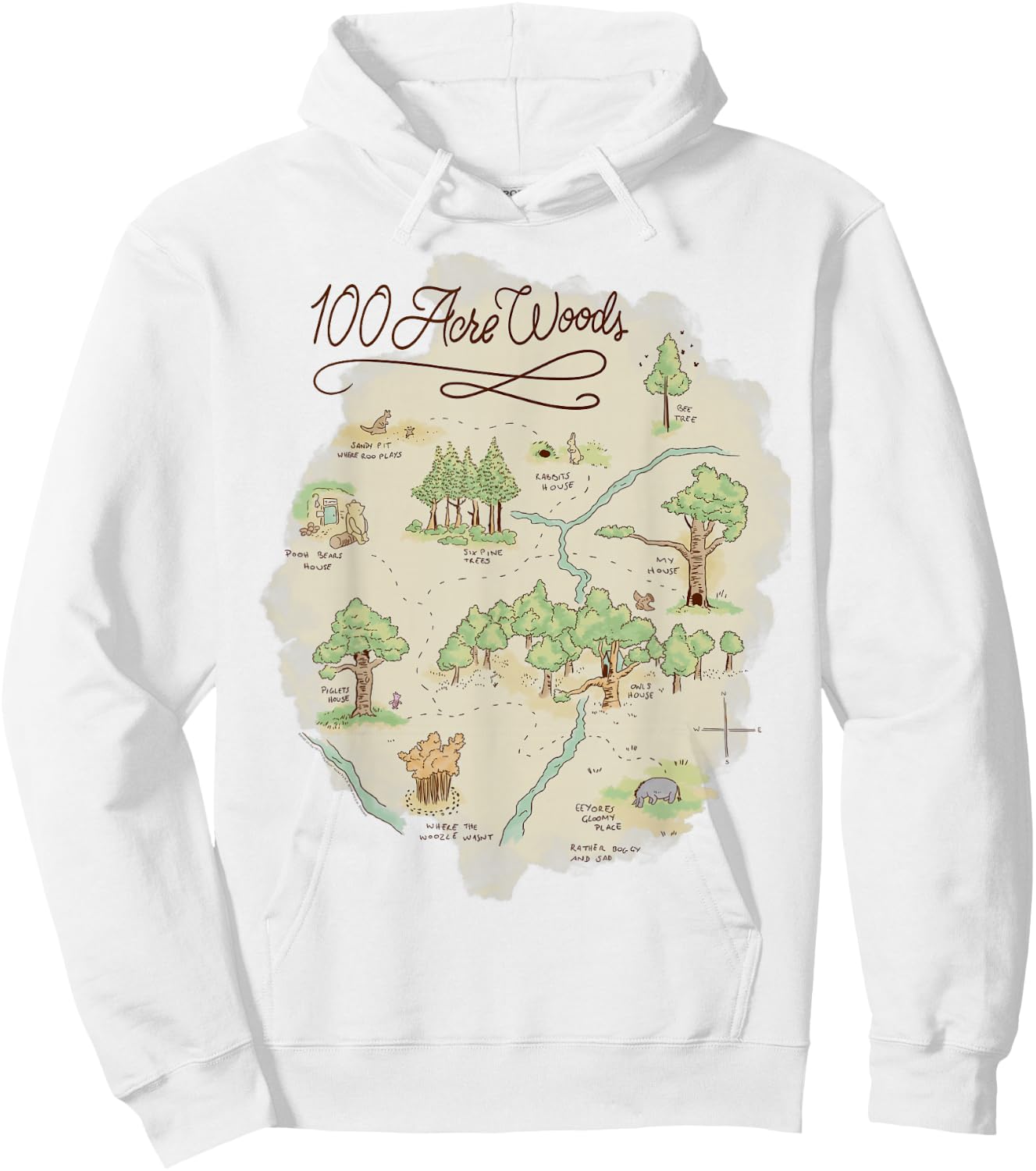 Disney Winnie The Pooh 100 Acre Woods Map Hoodie - Hoodie | White