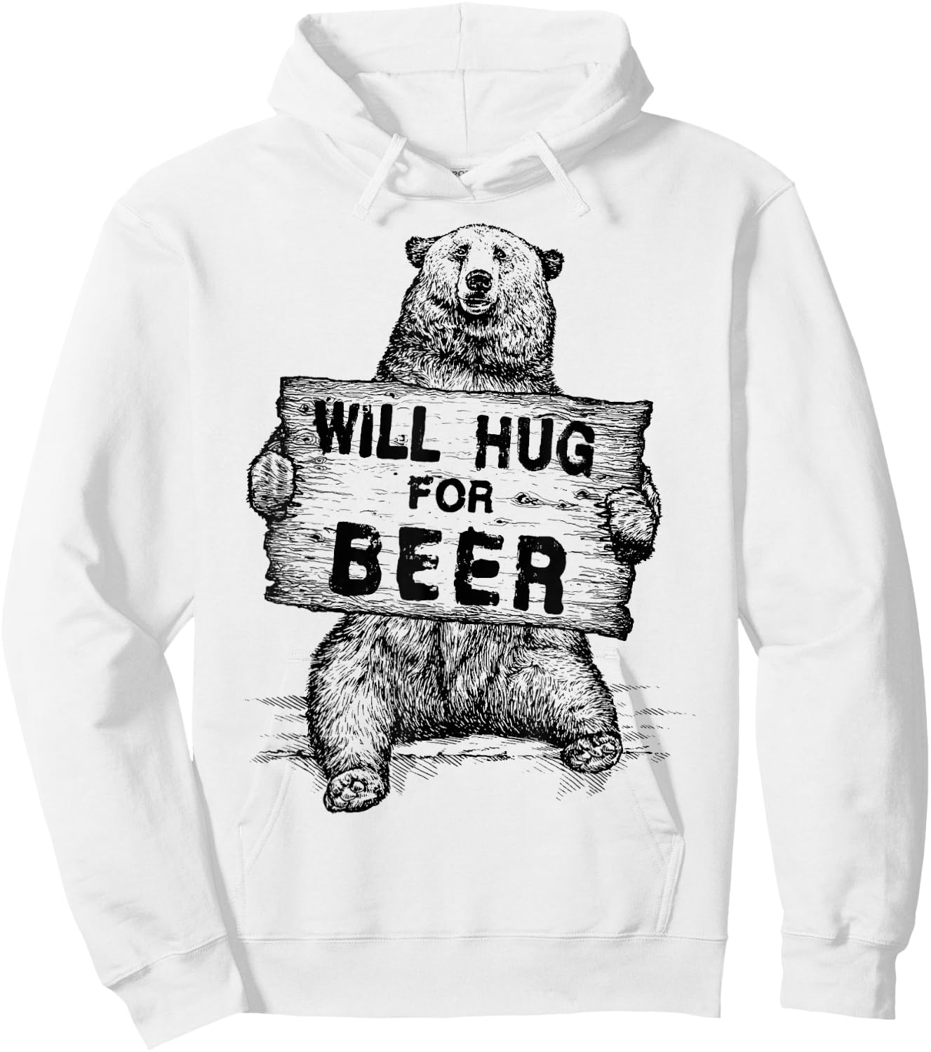 Bear Hug For Beer Vintage Rustic Hoodie - Hoodie | White