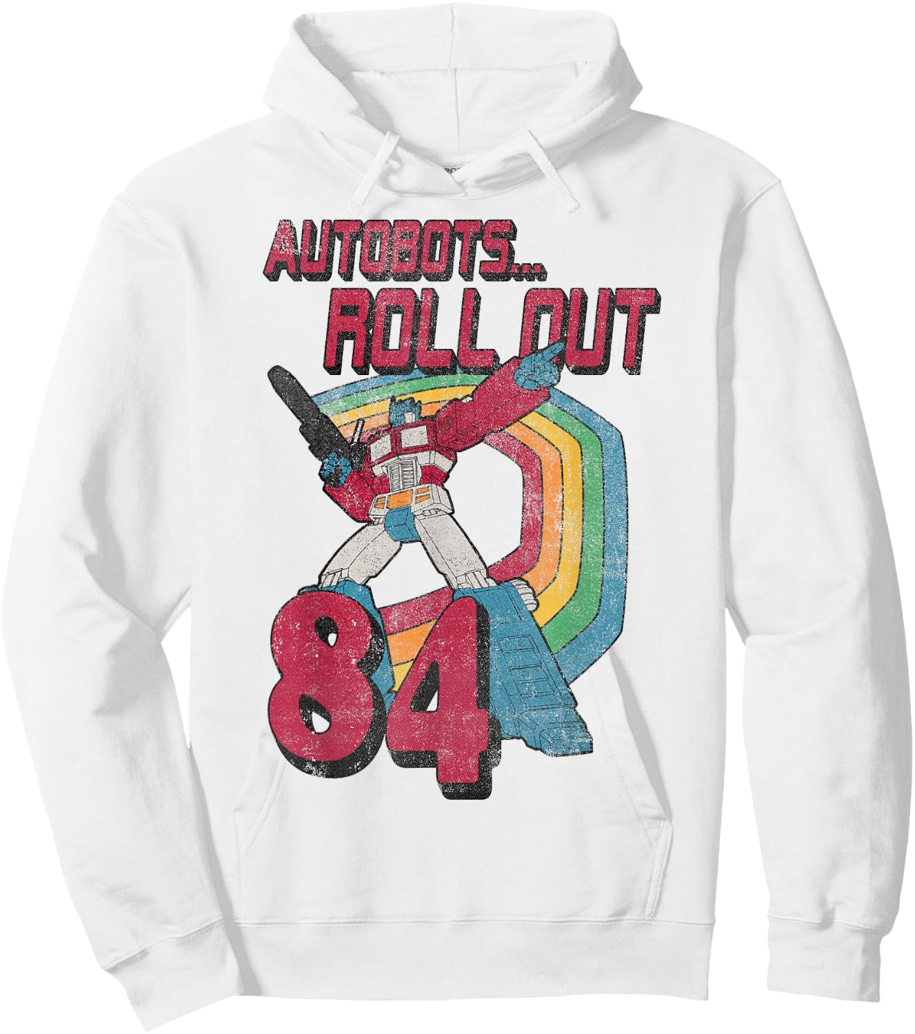 Transformers Autobots Retro Roll Out 84 Rainbow Stripe Hoodie - Hoodie | White