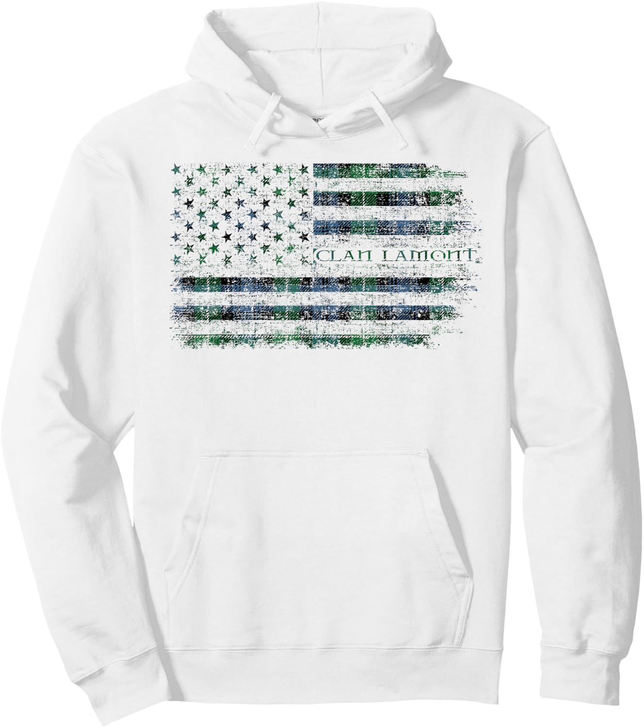 Clan Lamont Scottish tartan US flag kilt Scotland Hoodie - Hoodie | White