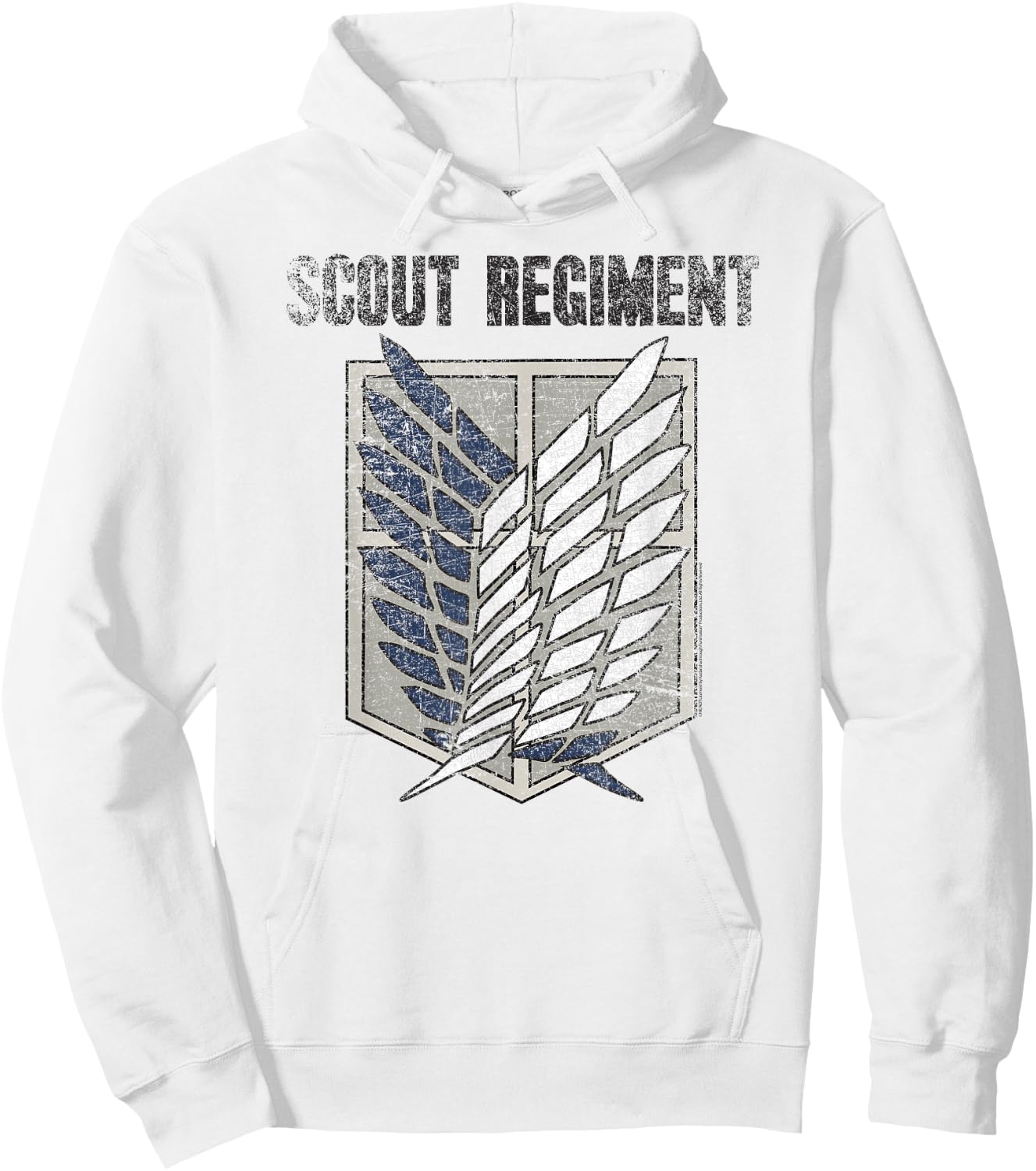 Ripple Junction Attack on Titan Distressed Survey Corps Emblem AOT Anime -Adults Hoodie - Hoodie | White