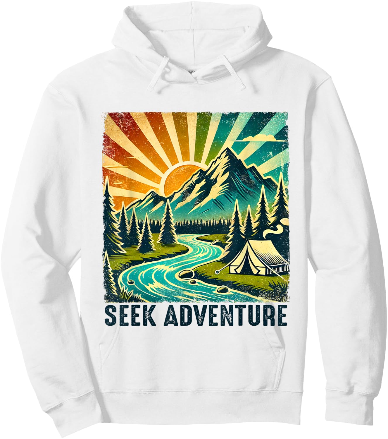 Seek Adventure Vintage Mountain Camping Hikers Trekkers Hoodie - Hoodie | White