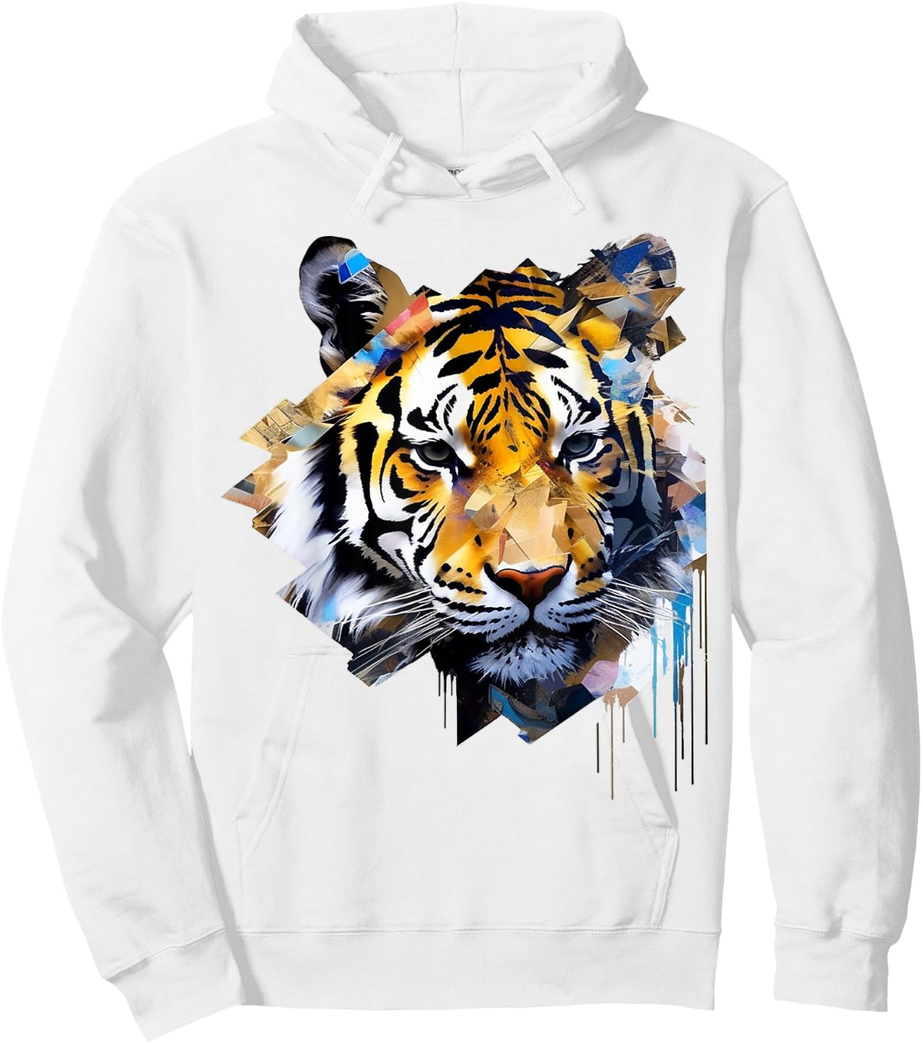 Tiger Artwork Animal Design Tiger Hoodie - Hoodie | White
