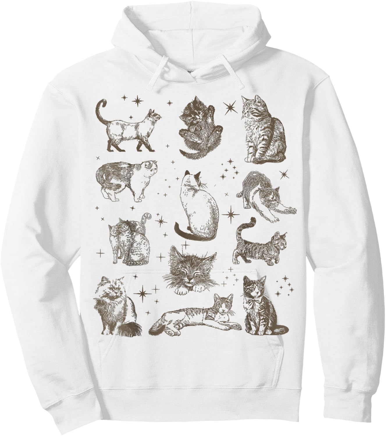 Vintage 90s Tattoo Retro Cats In Space Hoodie - Hoodie | White