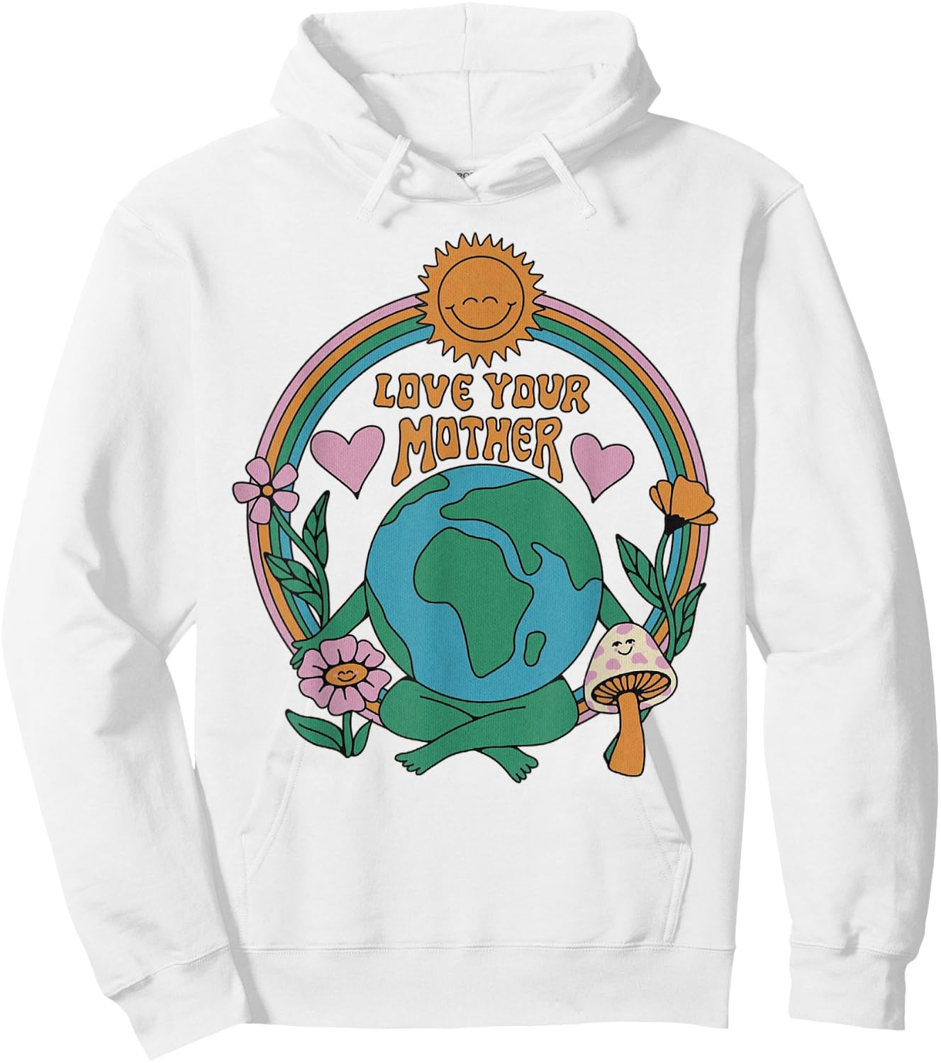 Love Your Mother Vintage Environmentally Friendly Earth Day Hoodie - Hoodie | White