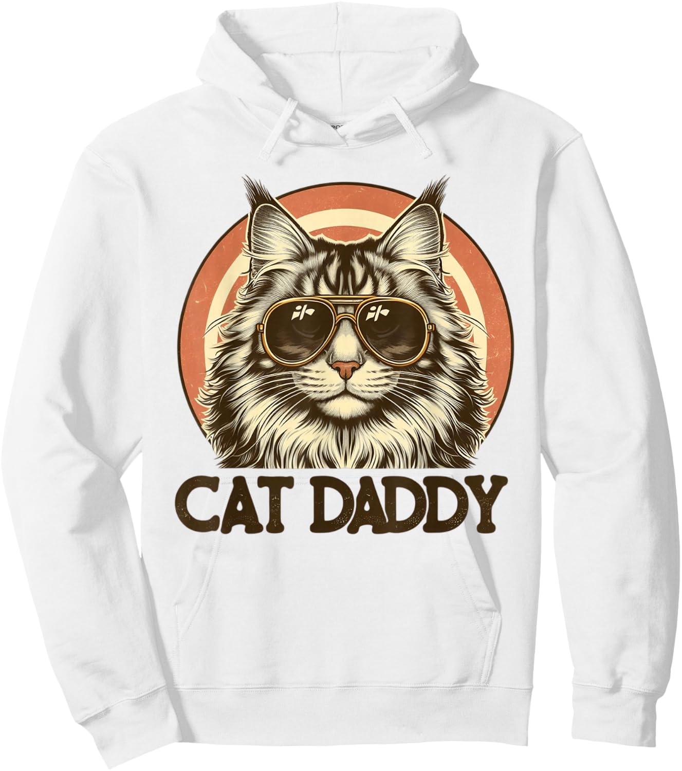 Cat Daddy Cool Maine Coon Cat Father's Day Retro Cat Dad Hoodie - Hoodie | White