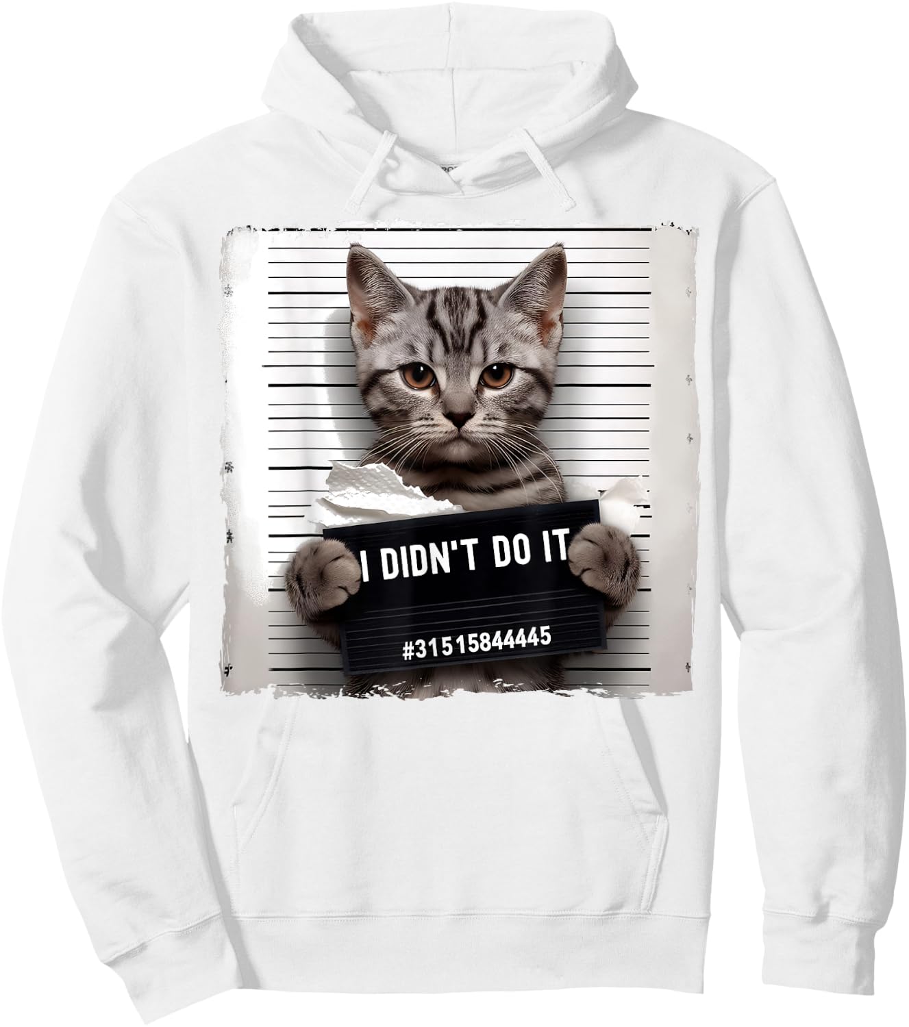 Funny Cat Meme Police Lineup I Didn't Do It Angry Kitten Men Women Kids Hoodie - Hoodie | White