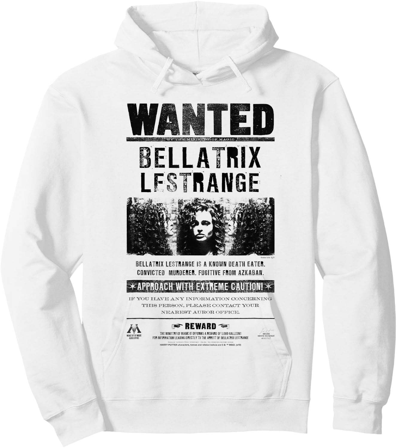 Harry Potter Bellatrix Lestrange Wanted Poster Hoodie - Hoodie | White