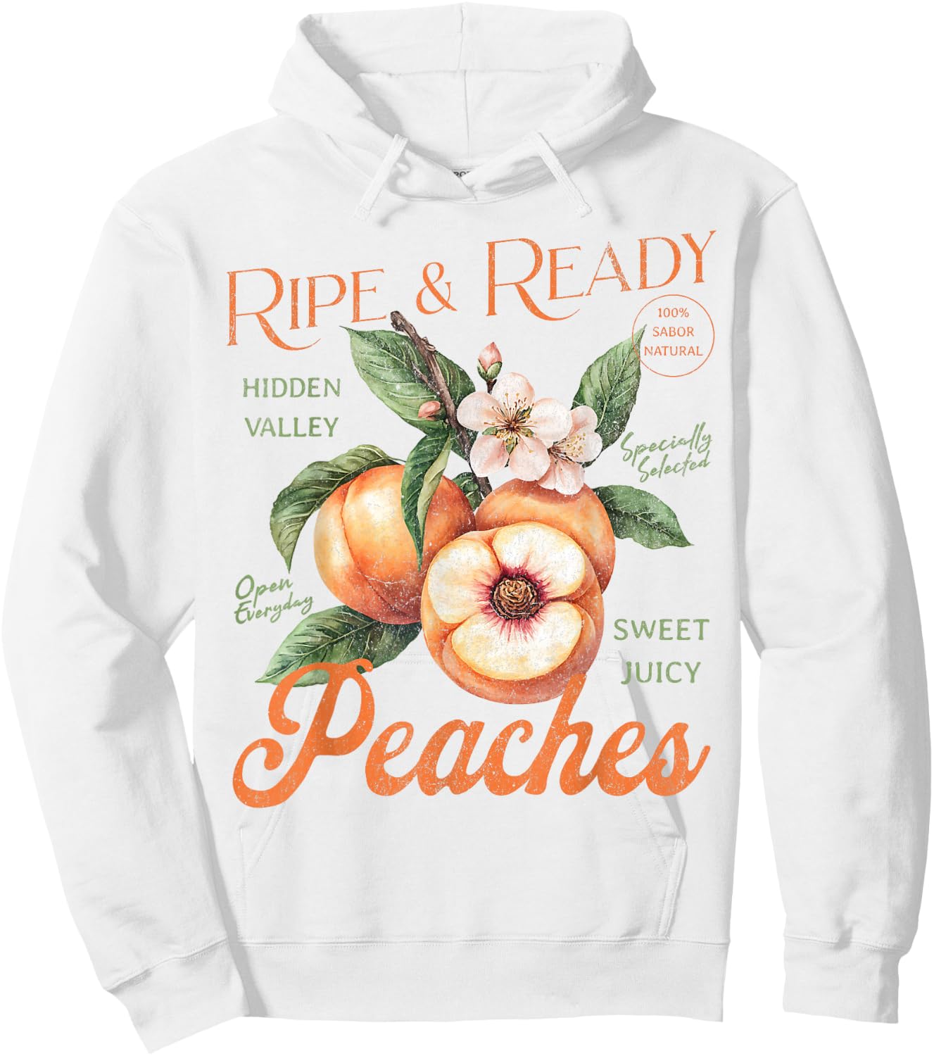 Fresh Peaches Natural Organic Locally Farm Summer Peachy Hoodie - Hoodie | White