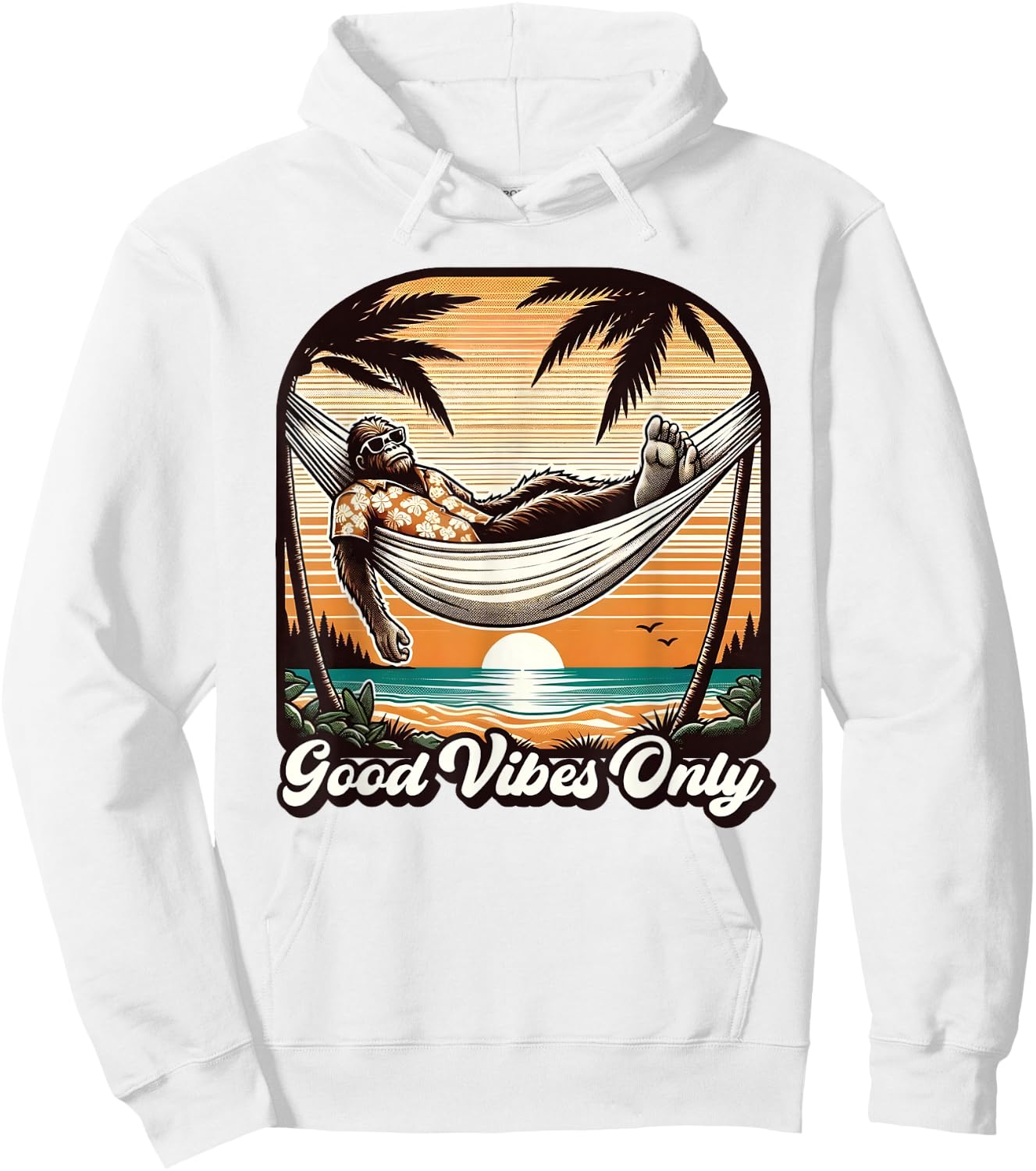 Funny Bigfoot Sasquatch Hawaiian Retro Beach Vacation Men Hoodie - Hoodie | White