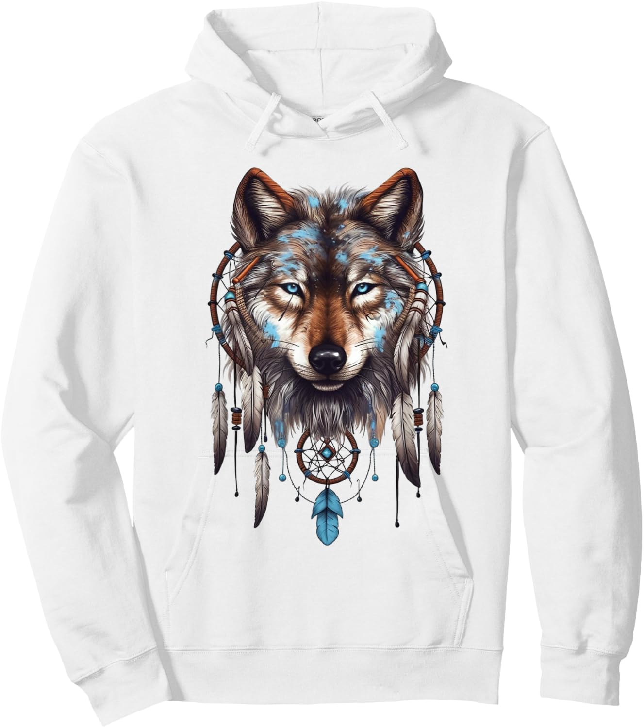 Native American Boho Dreamcatcher Tribe Wolf Hoodie - Hoodie | White