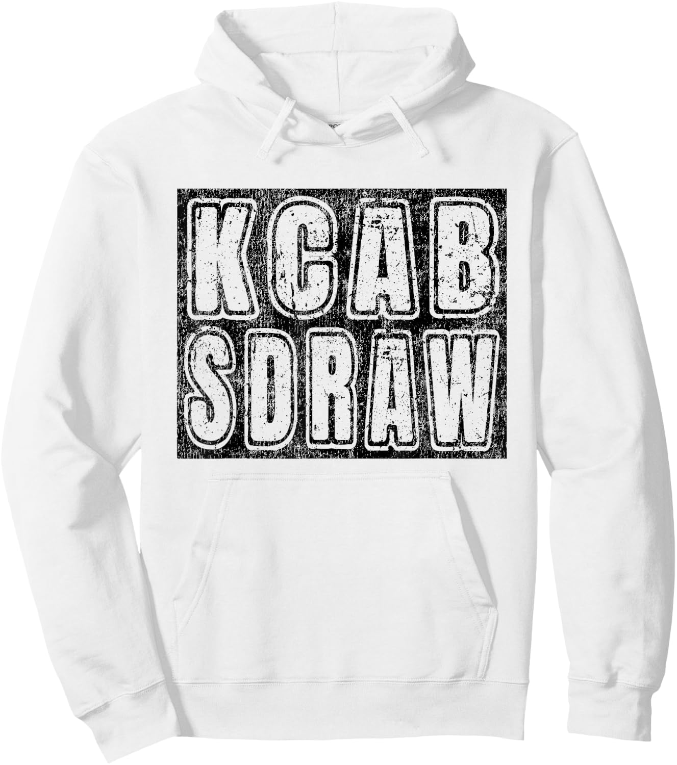 Backward Day - Vintage Box Graphic Wordart Backwards Hoodie - Hoodie | White