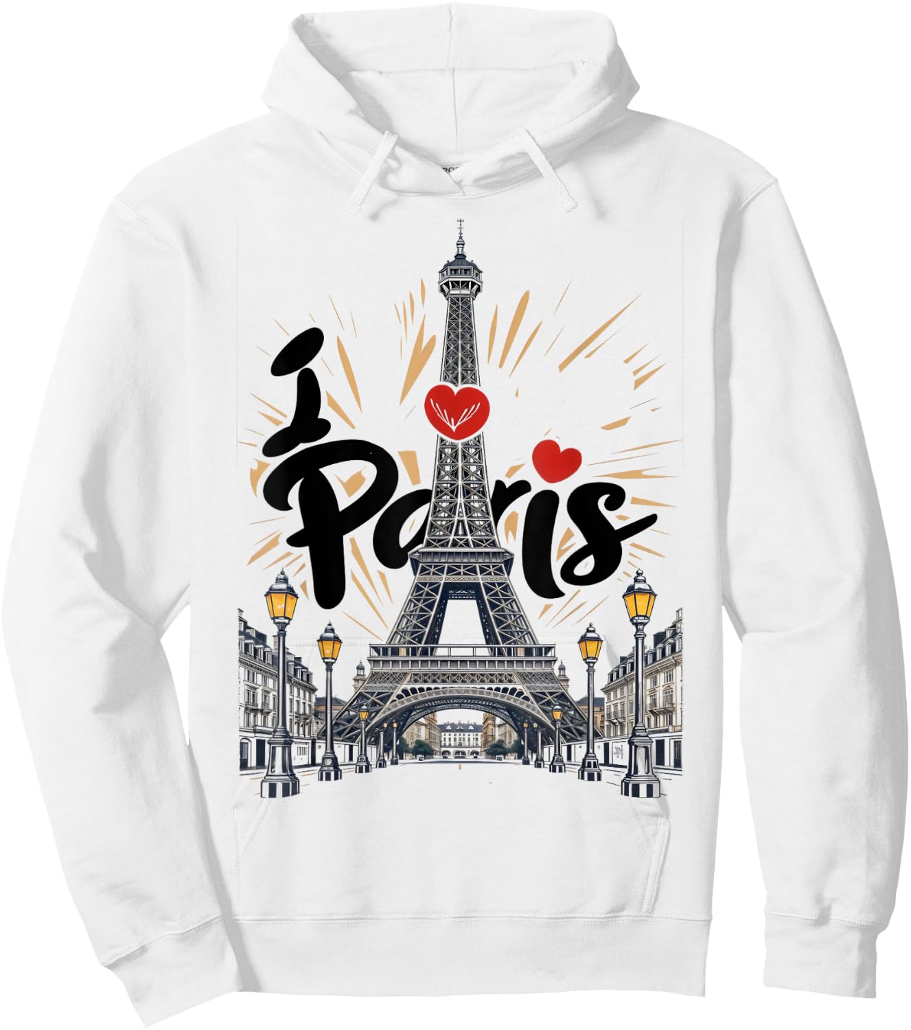 I Love Paris Eiffel Tower France, French Souvenir Hoodie - Hoodie | White