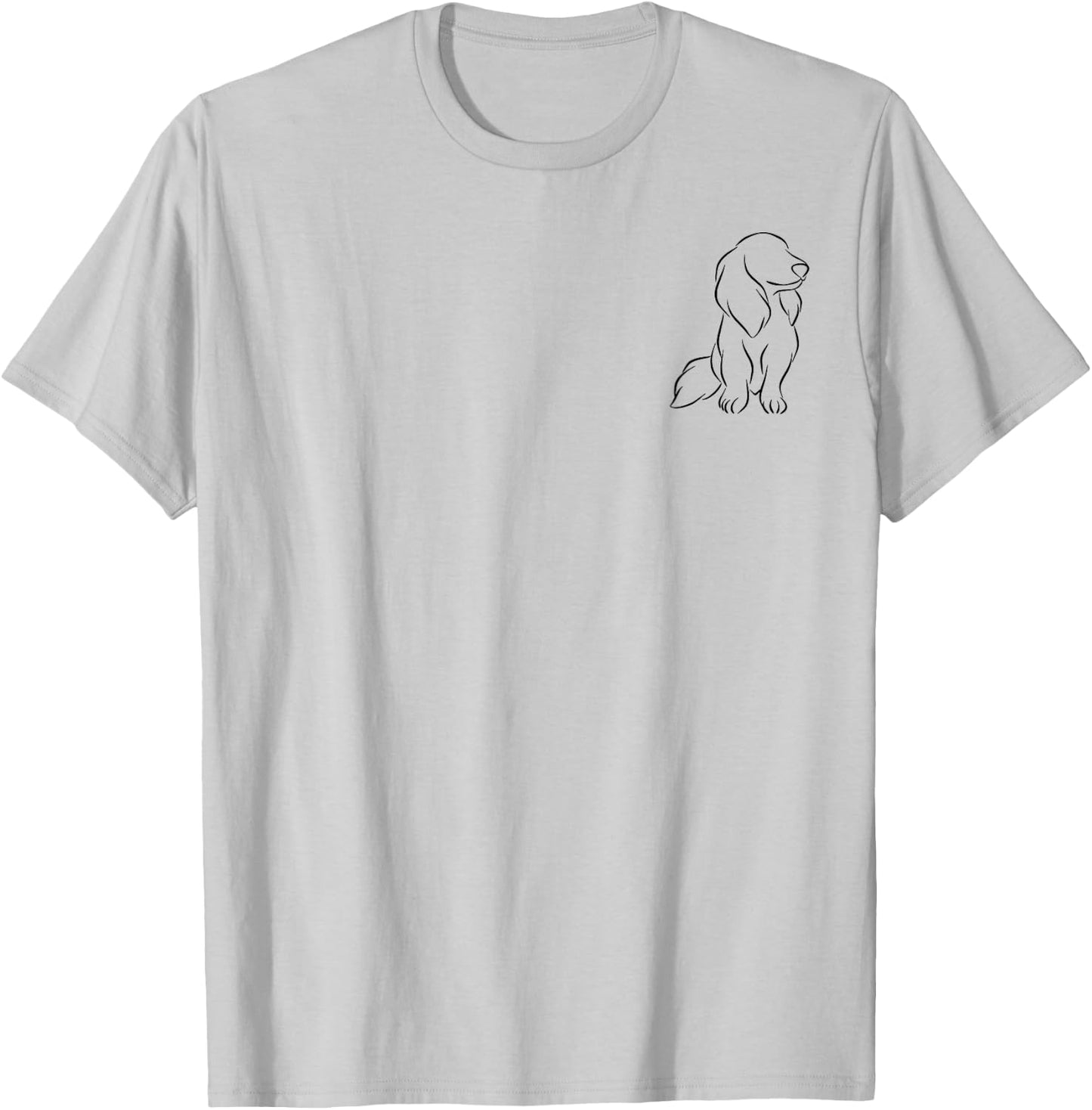Long haired Dachshund Line Art cute Doxie Wiener Dog Men Women T-Shirt - T-Shirt | Ash