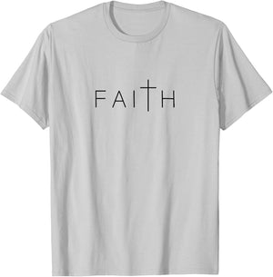Faith Cross Subtle Christian Minimalist Religious Jesus T-Shirt - T-Shirt | Ash