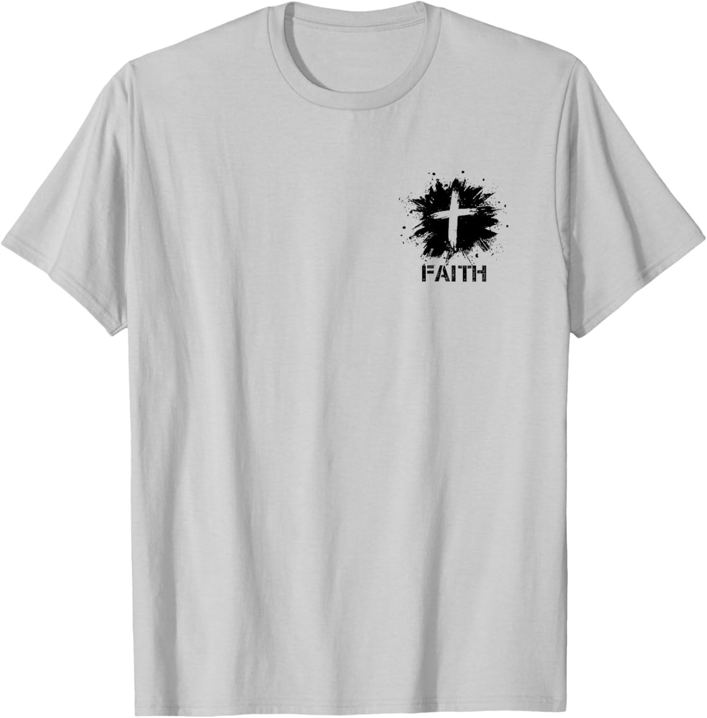 Faith Grunge Small Cross Christian Minimalist Religious T-Shirt - T-Shirt | Ash
