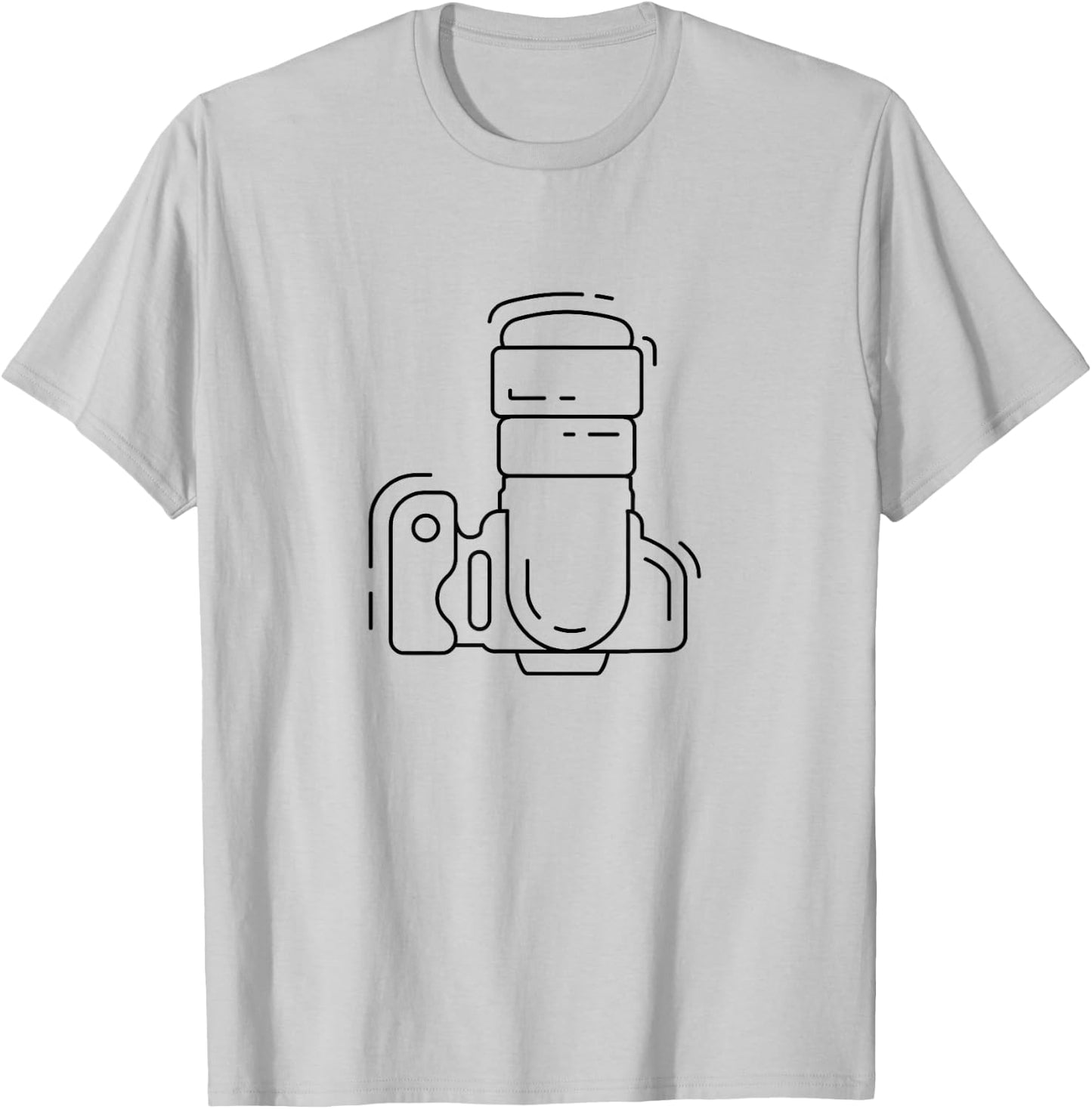 Photography Lover's Line Art DSLR Camera - Photographer T-Shirt - T-Shirt | Ash