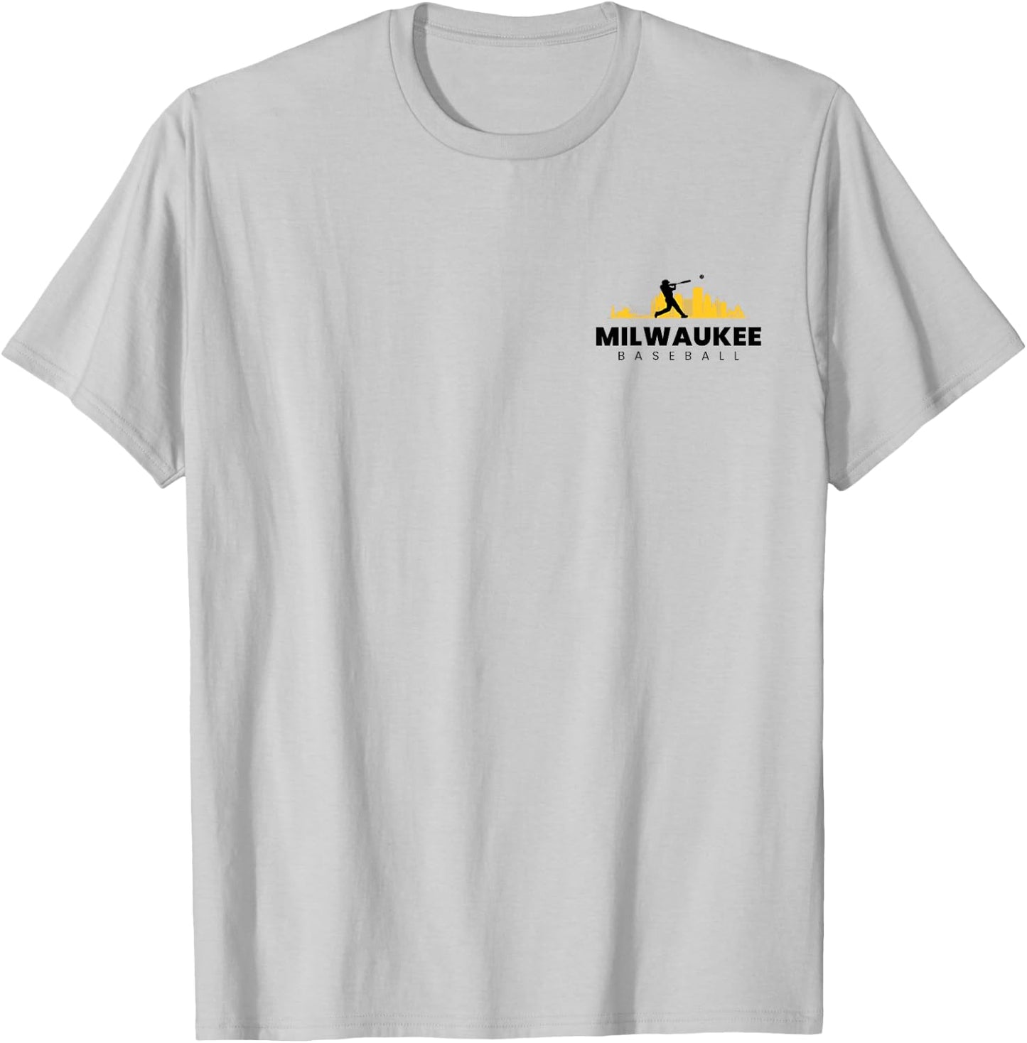 Milwaukee Baseball Minimalist City Skyline Baseball Lover T-Shirt - T-Shirt | Ash
