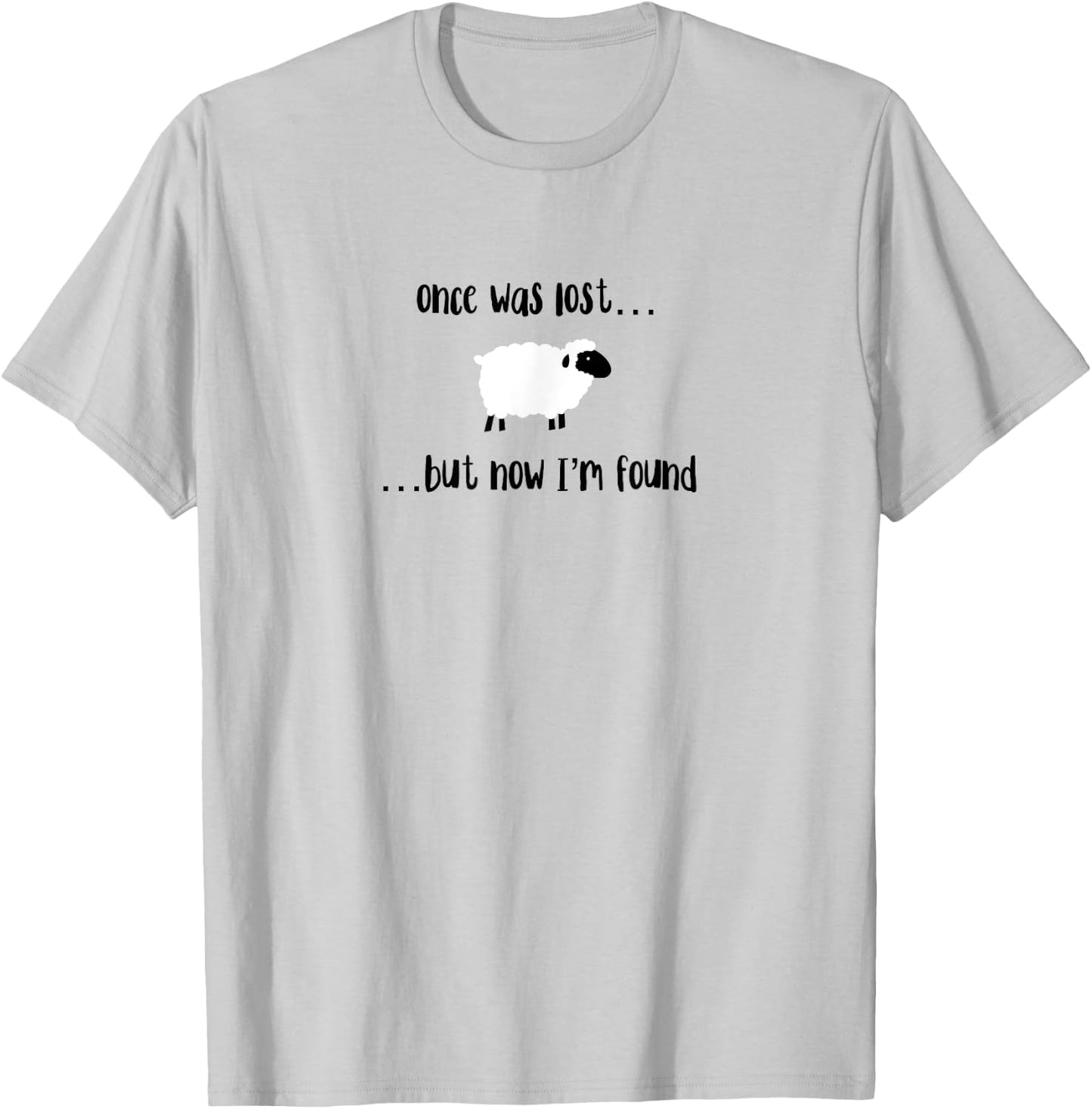 Once Was Lost But Now I’m Found Cute Lamb Christian Design T-Shirt - T-Shirt | Ash
