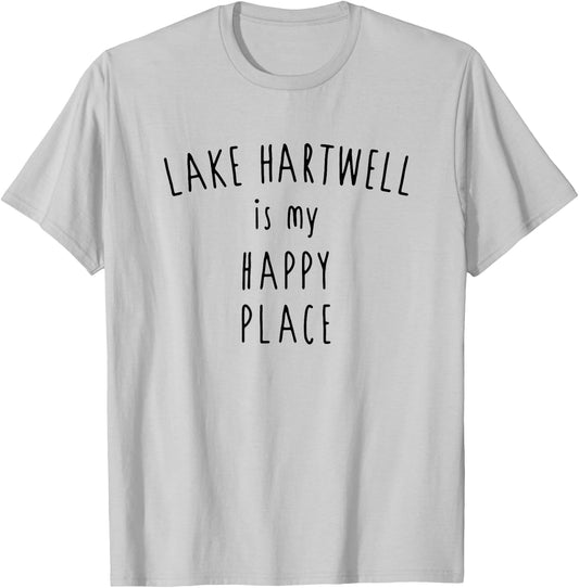 Lake Hartwell Happy Place Shirt Funny Outdoors Happiness T-Shirt - T-Shirt | Ash