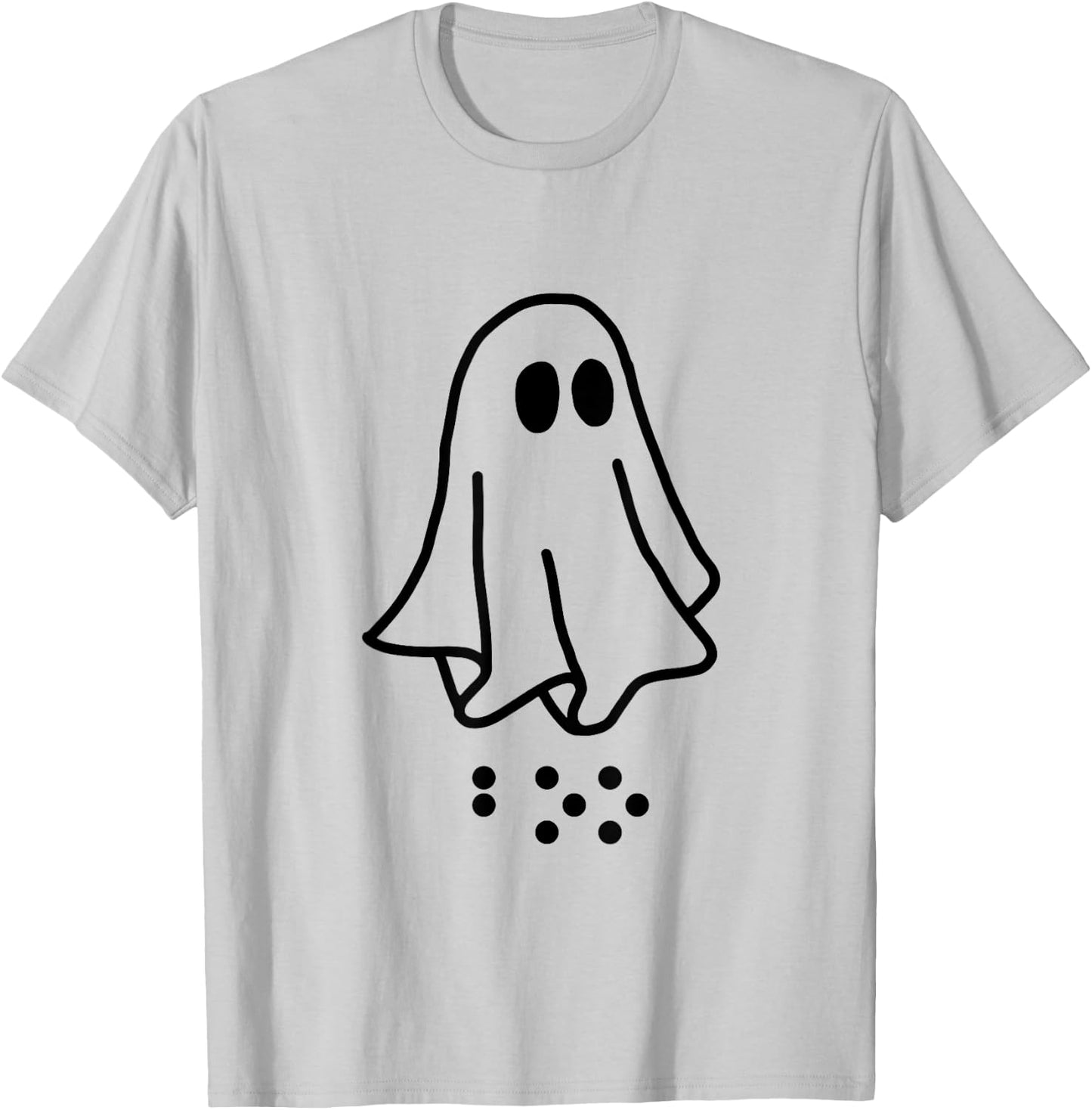 Simulated Braille Halloween Clothing Adult and Youth Ghost T-Shirt - T-Shirt | Ash