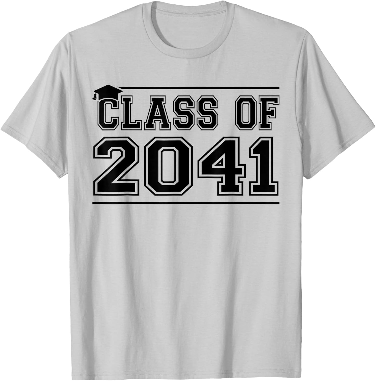 Class of 2041 Grow With Me Handprints On Back K to 12 Grade T-Shirt - T-Shirt | Ash