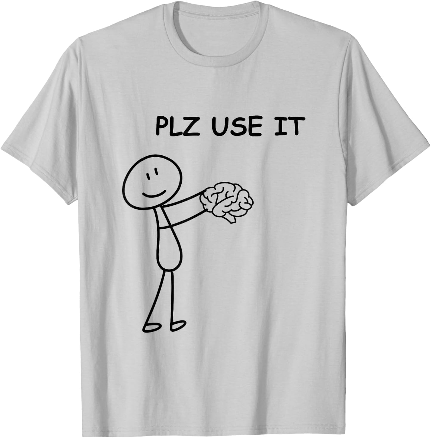 Stick person with brain . Please use it . T-Shirt - T-Shirt | Ash