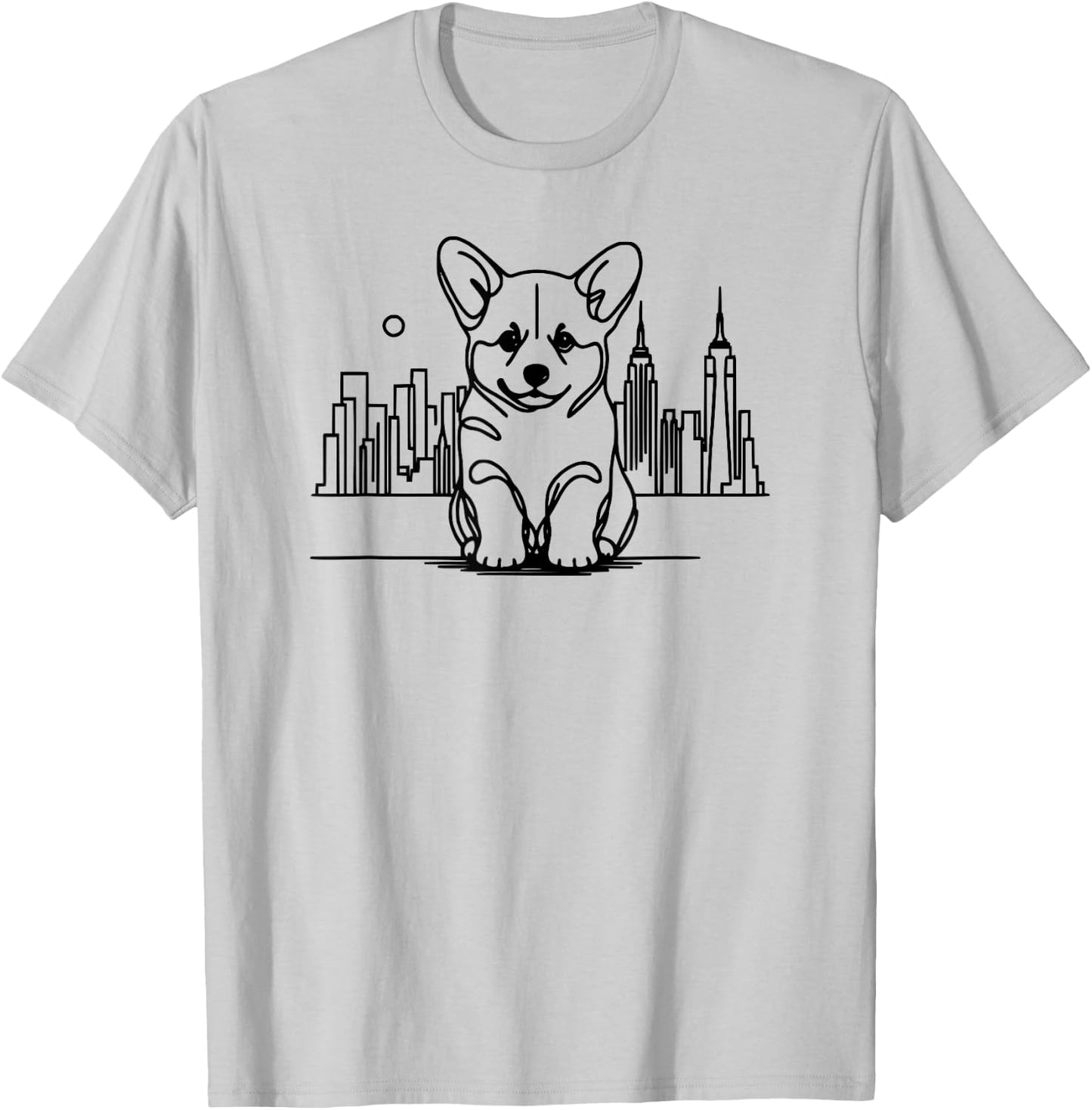 Welsh Corgi dog in New York City gifts, NYC skyline art T-Shirt - T-Shirt | Ash