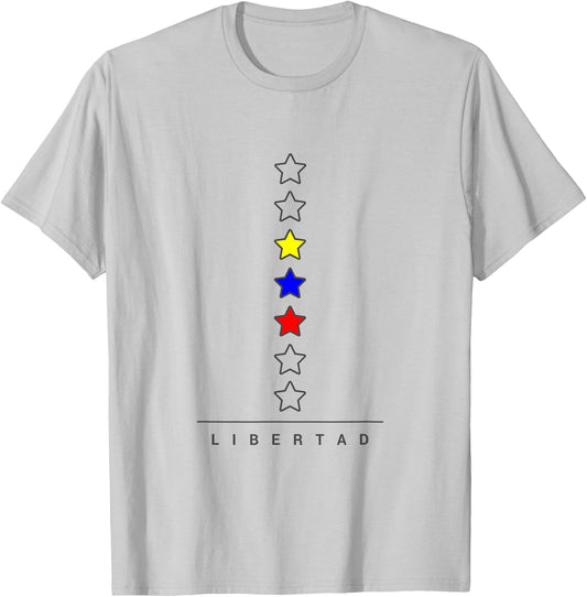 Venezuelan Flag 7 Stars Libertad Minimalist Tricolor gift T-Shirt - T-Shirt | Ash
