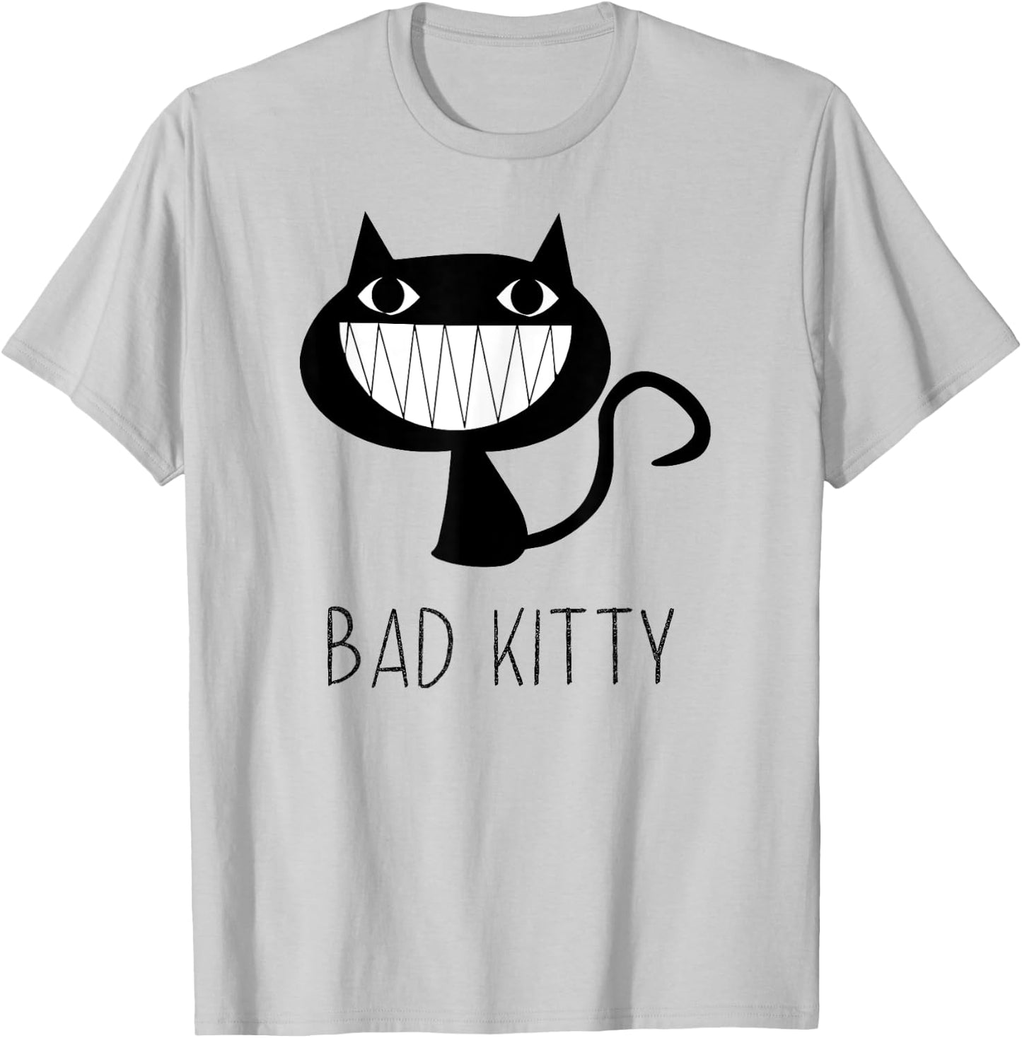 Bad Kitty - This Cat is One Naughty Kitty - Fun Cat Shirt Men Women Girls Kids T-Shirt - T-Shirt | Ash