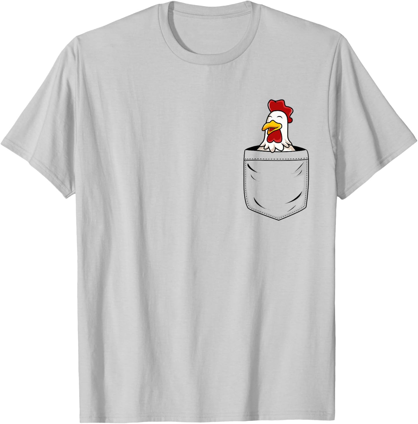 Chicken Lovers Cute Funny Chicken In Pocket T-Shirt - T-Shirt | Ash
