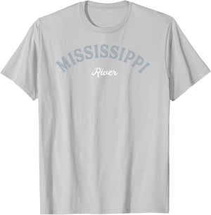 Mississippi River North America Tour Arched Retro Men Women T-Shirt - T-Shirt | Ash
